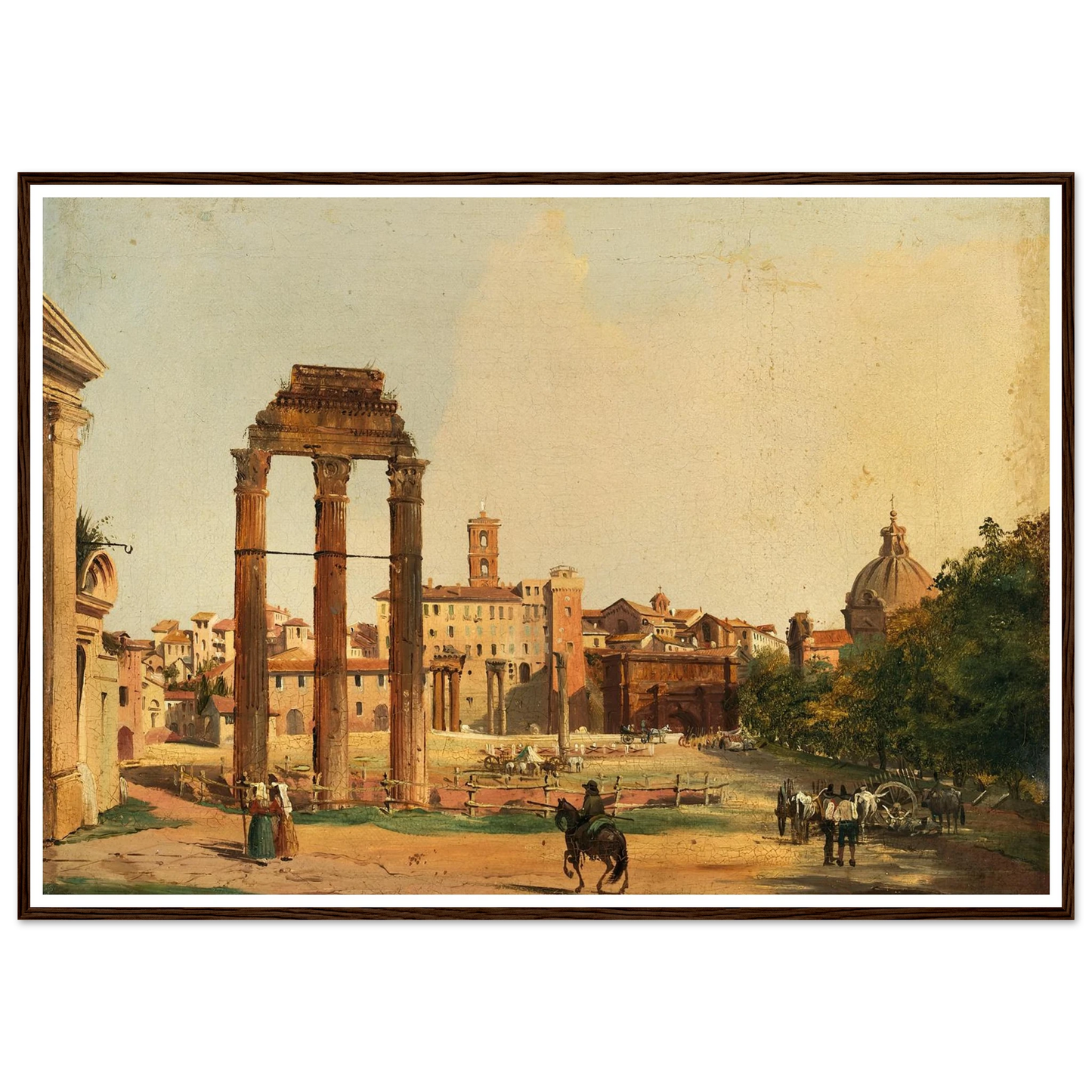 Rome, a View of the Roman Forum with the Temple of Castor and Pollux (1843) Art Print | Ippolito Caffi-Quipham Collections