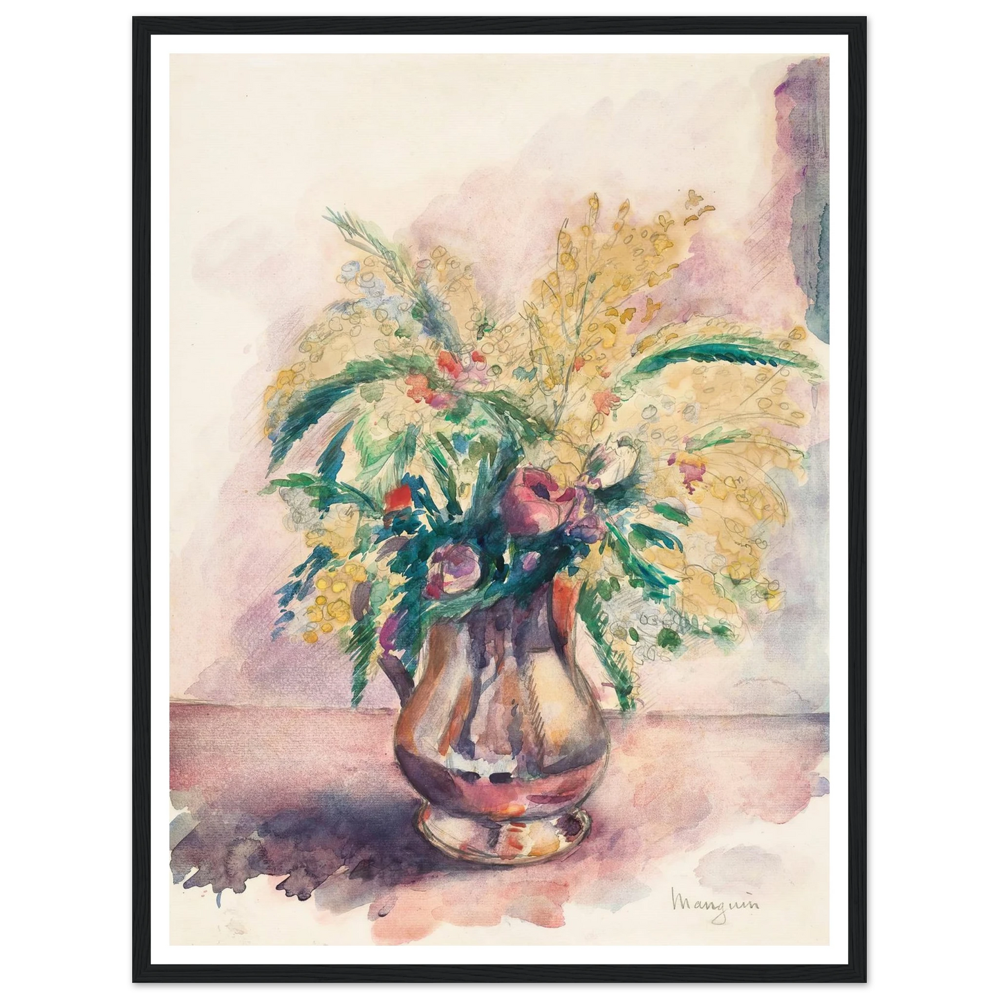Anémones et mimosas (1943) Art Print | Henri Manguin-Quipham Collections