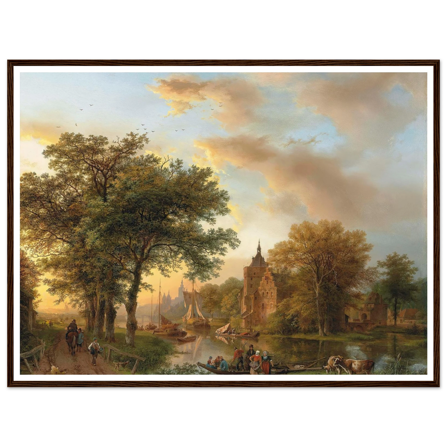 A River Landscape in Holland at Sunset (1852) Art Print | Barend Cornelis Koekkoek-Quipham Collections