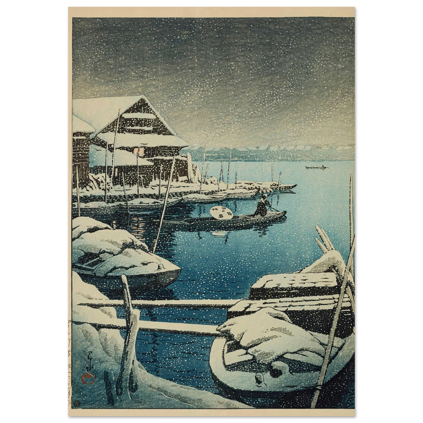 Yuki no Mukojima (Snow at Mukojima) (1931) Art Print | Kawase Hasui-Quipham Collections