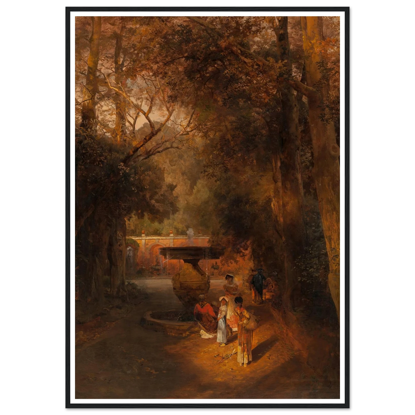 Gardens and fountain of the Villa Torlonia, Frascati, Rome (1881) Art Print | Oswald Achenbach-Quipham Collections