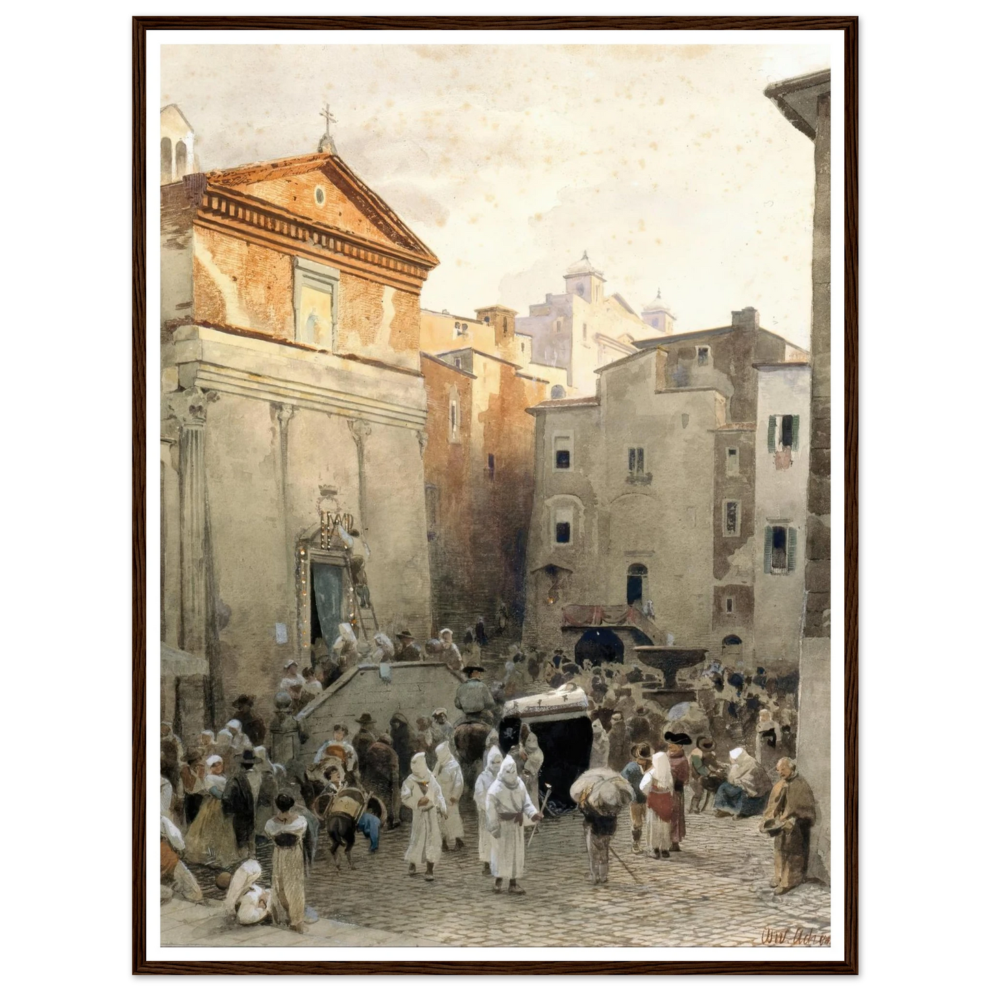 Funeral in Palestrina (circa 1857) Art Print | Oswald Achenbach-Quipham Collections