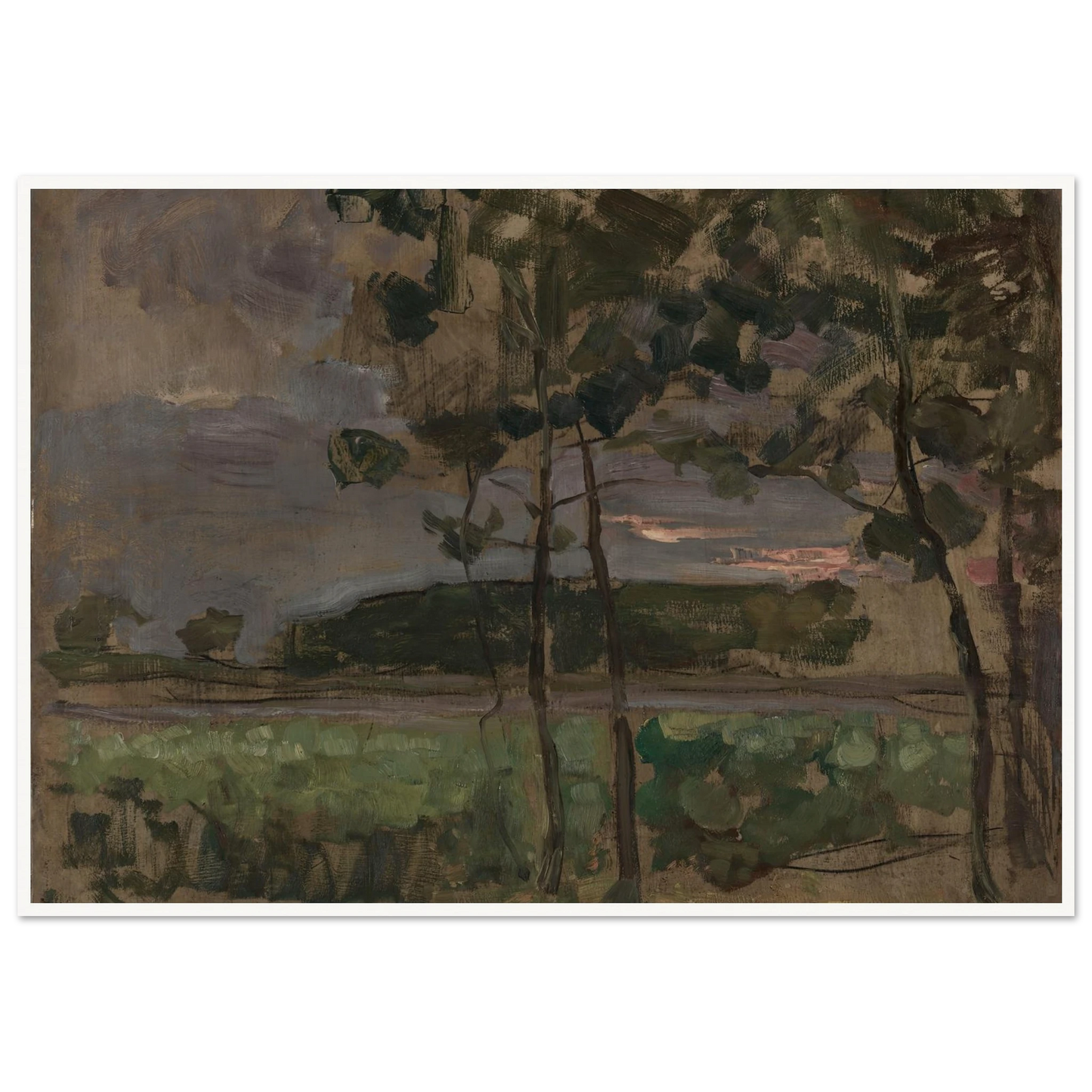 Field with Young Trees in the Foreground (c. 1907) Art Print | Piet Mondrian-Quipham Collections
