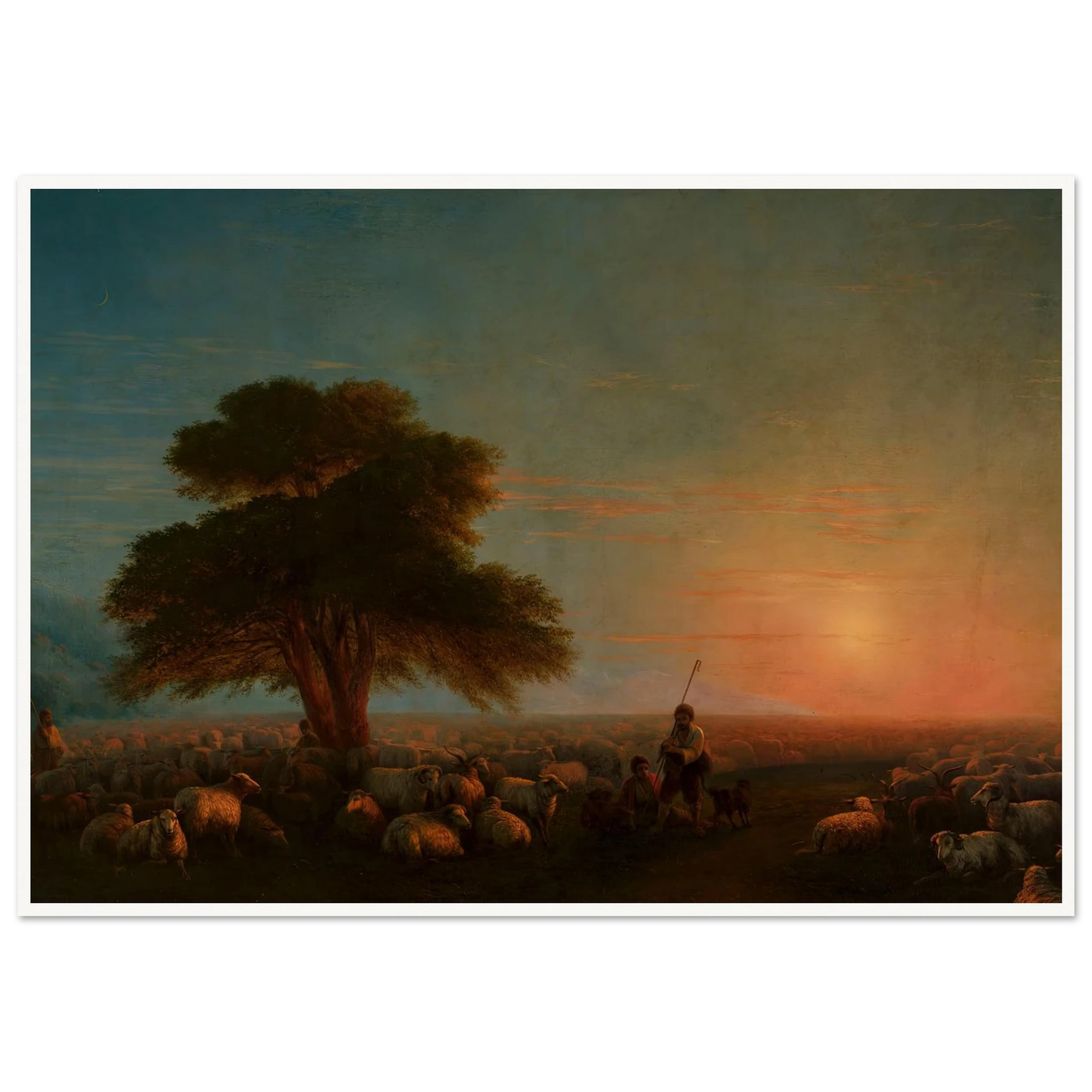 Shepherds with a flock of sheep (1872) Art Print | Ivan Konstantinovich Aivazovsky-Quipham Collections