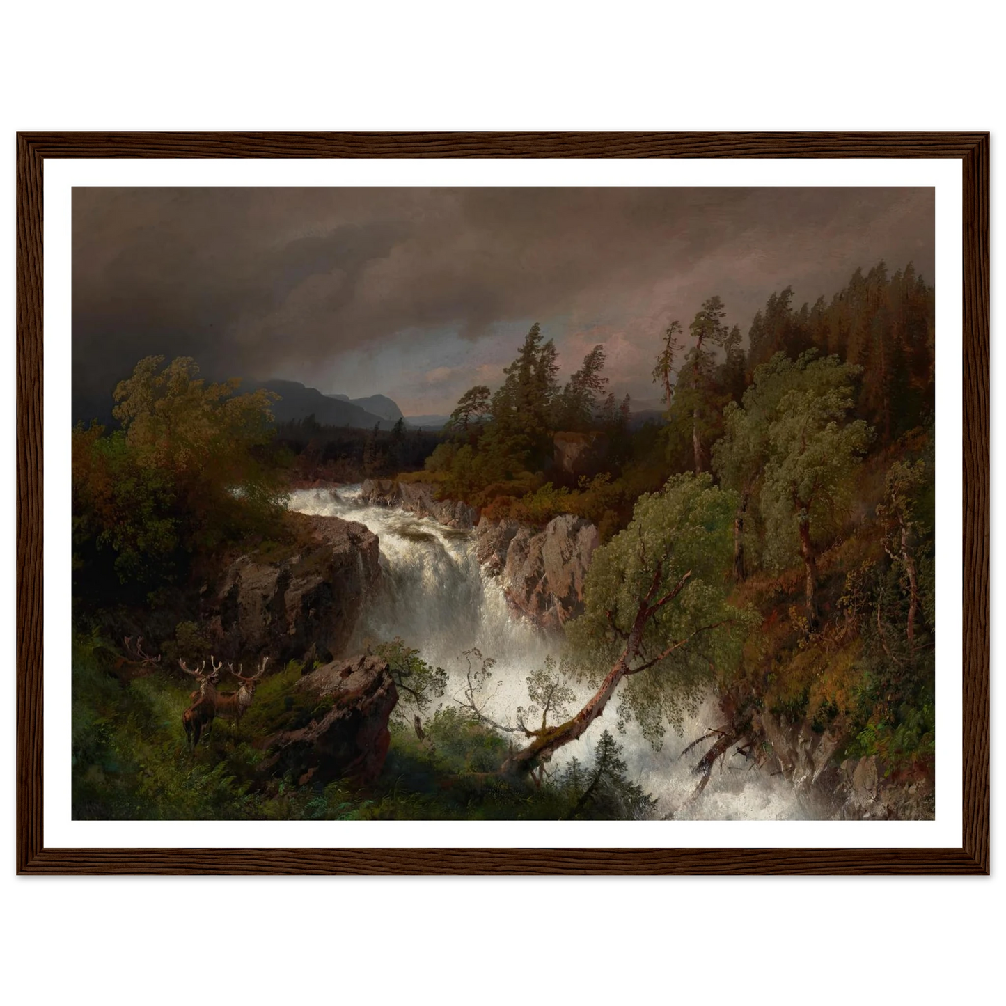 Waterfall in Telemarken Norway (1879) Art Print | Hermann Ottomar Herzog-Quipham Collections