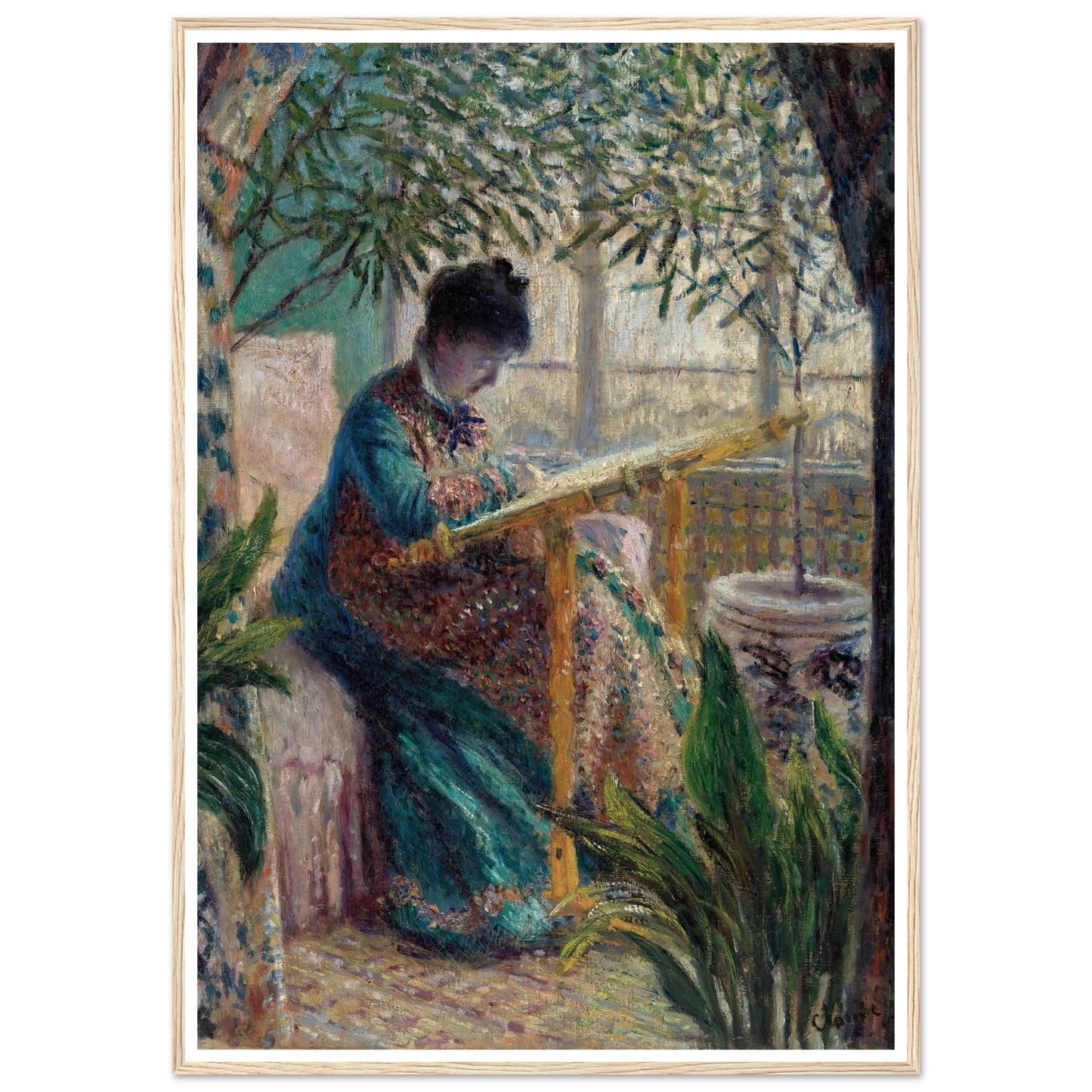 Madame Monet Embroidering (Camille au métier) (1875) Art Print | Claude Monet-Quipham Collections