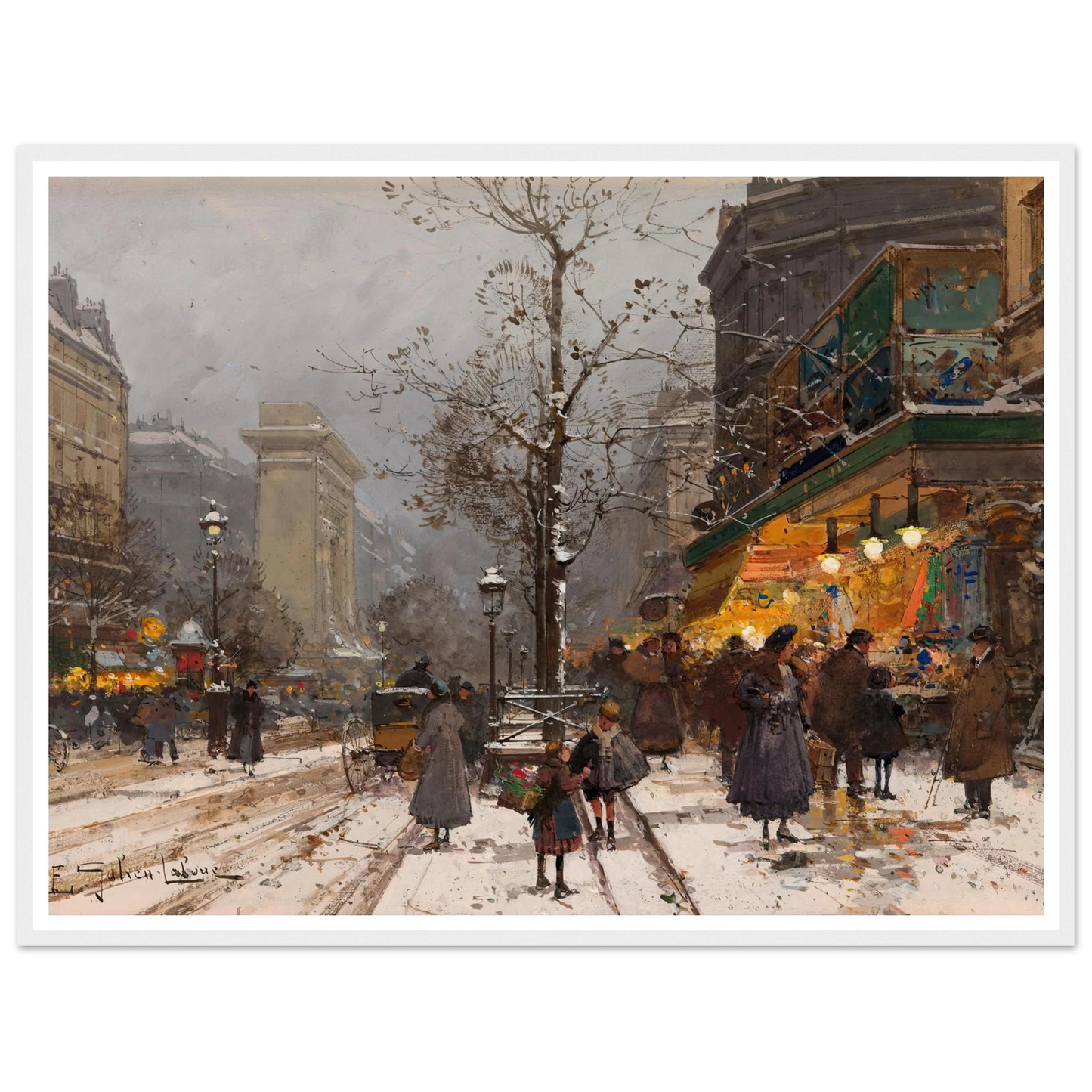 Boulevard Bonne – Nouvelle sous la neige Art Print | Eugene Galien Laloue-Quipham Collections