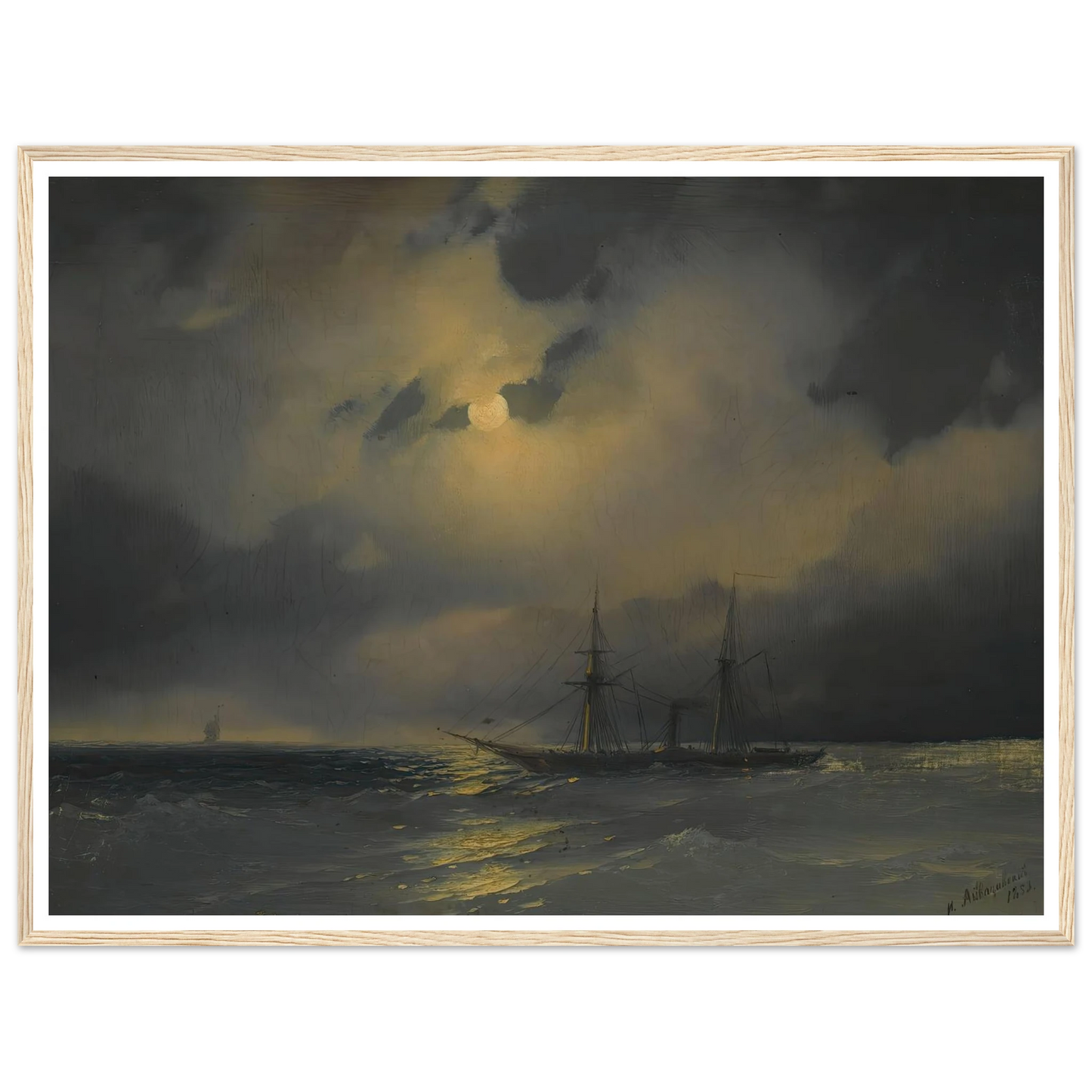 Shipping In Moonlight (1853) Art Print | Ivan Konstantinovich Aivazovsky-Quipham Collections