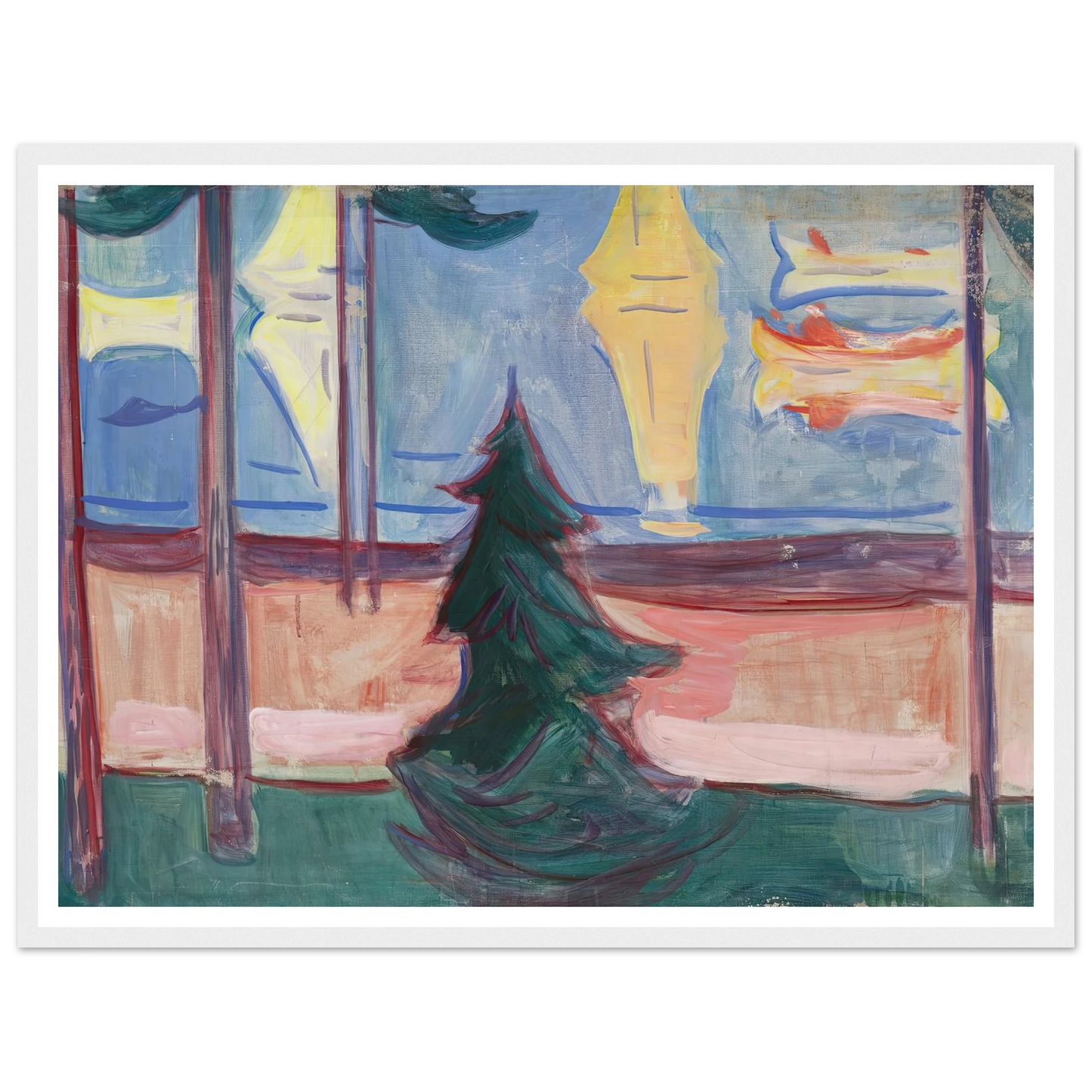Beach Landscape with Trees and Boats (1905–1906) Art Print | Edvard Munch-Quipham Collections