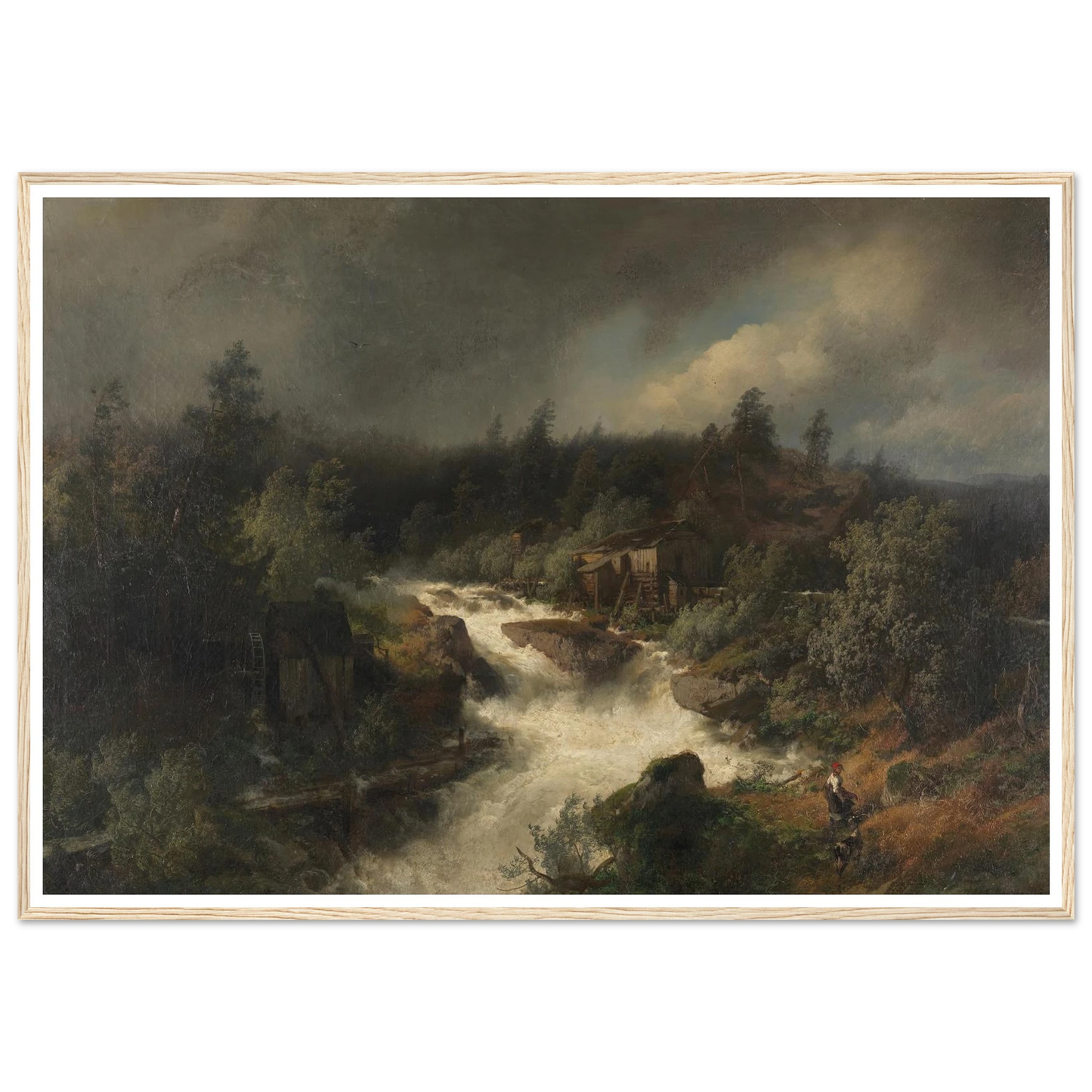 Wassermühle am tosenden Gebirgsbach (1870) Art Print | Hermann Ottomar Herzog-Quipham Collections