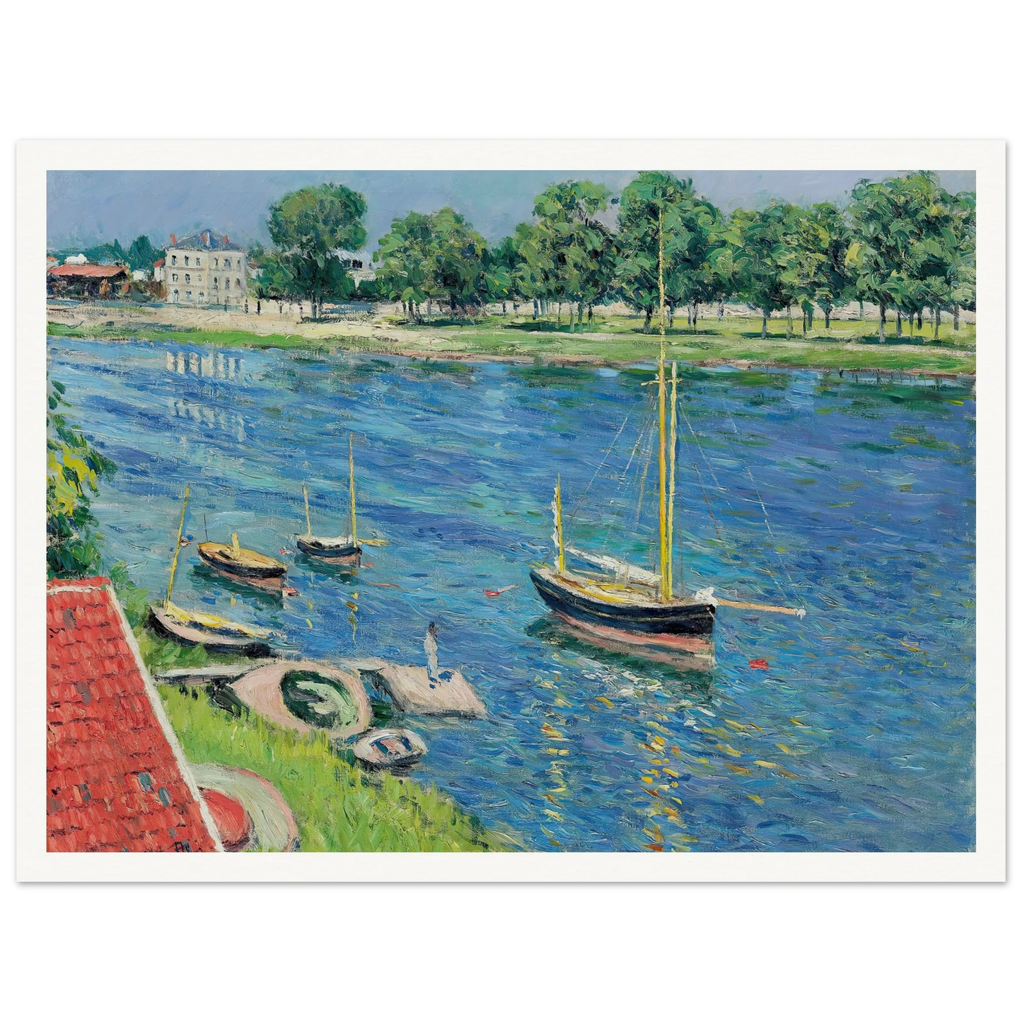 La Seine à Argenteuil, bateaux au mouillage (1883) Art Print | Gustave Caillebotte-Quipham Collections