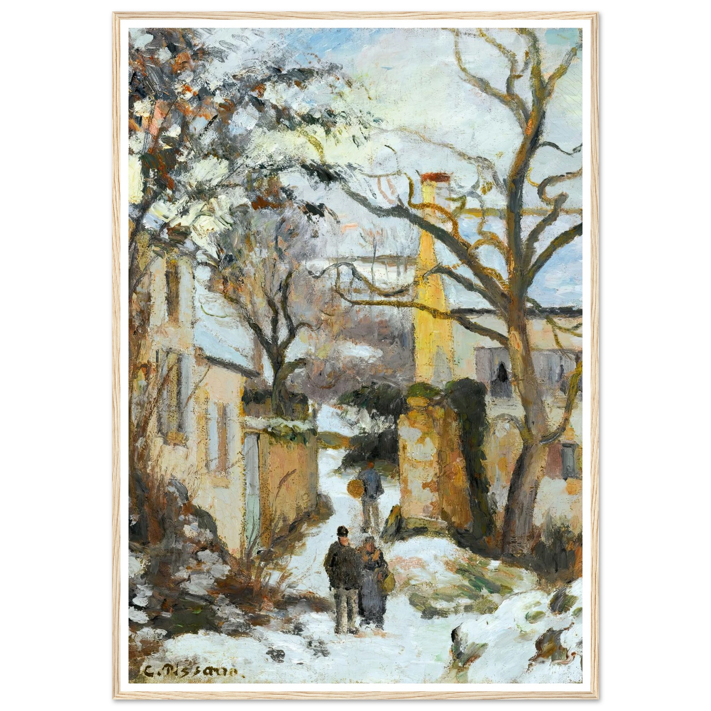 La Maison Rondest Sous La Neige, Pontoise Or Chemin De L’hermitage, Pontoise, Sous La Neige (circa 1875) Art Print | Camille Pissarro-Quipham Collections