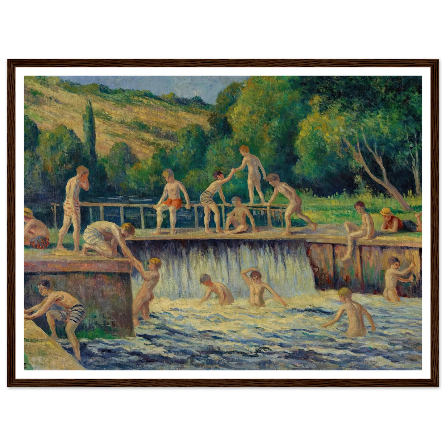 La baignade à Bessy-sur-Cure (circa 1908) Art Print | Maximilien Luce-Quipham Collections