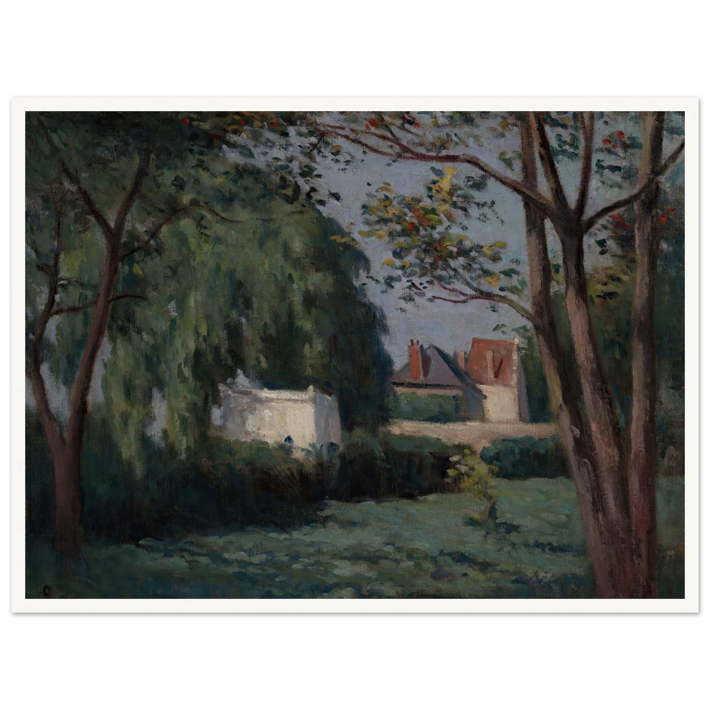 Country Scene with Three Houses and Trees (ca. 1900) Art Print | Maximilien Luce-Quipham Collections