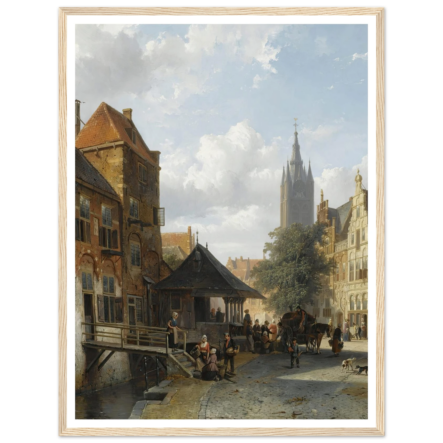 Figures At The Fish Market In Delft (1853) Art Print | Cornelis Springer-Quipham Collections