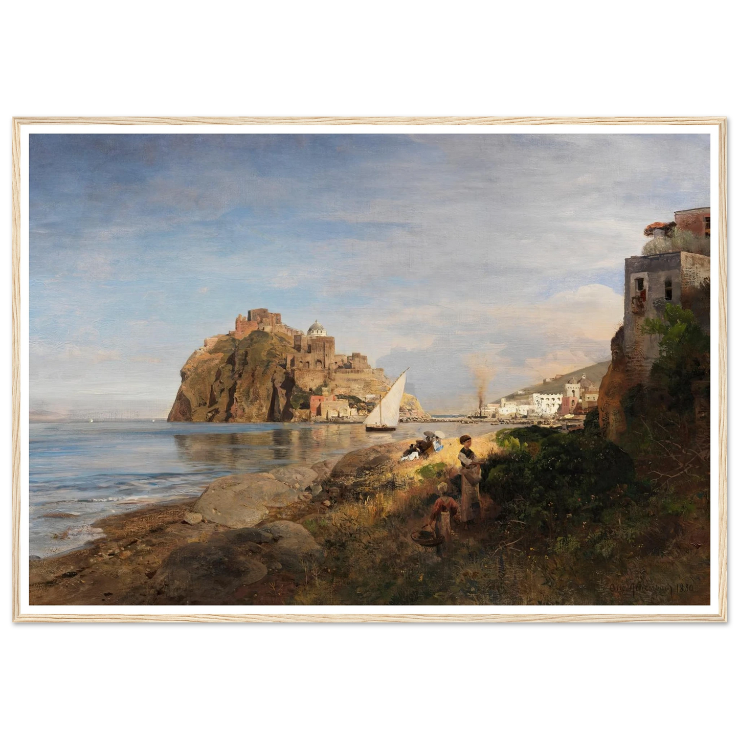Ischia mit Blick auf das Castello Aragonese (1880) Art Print | Oswald Achenbach-Quipham Collections