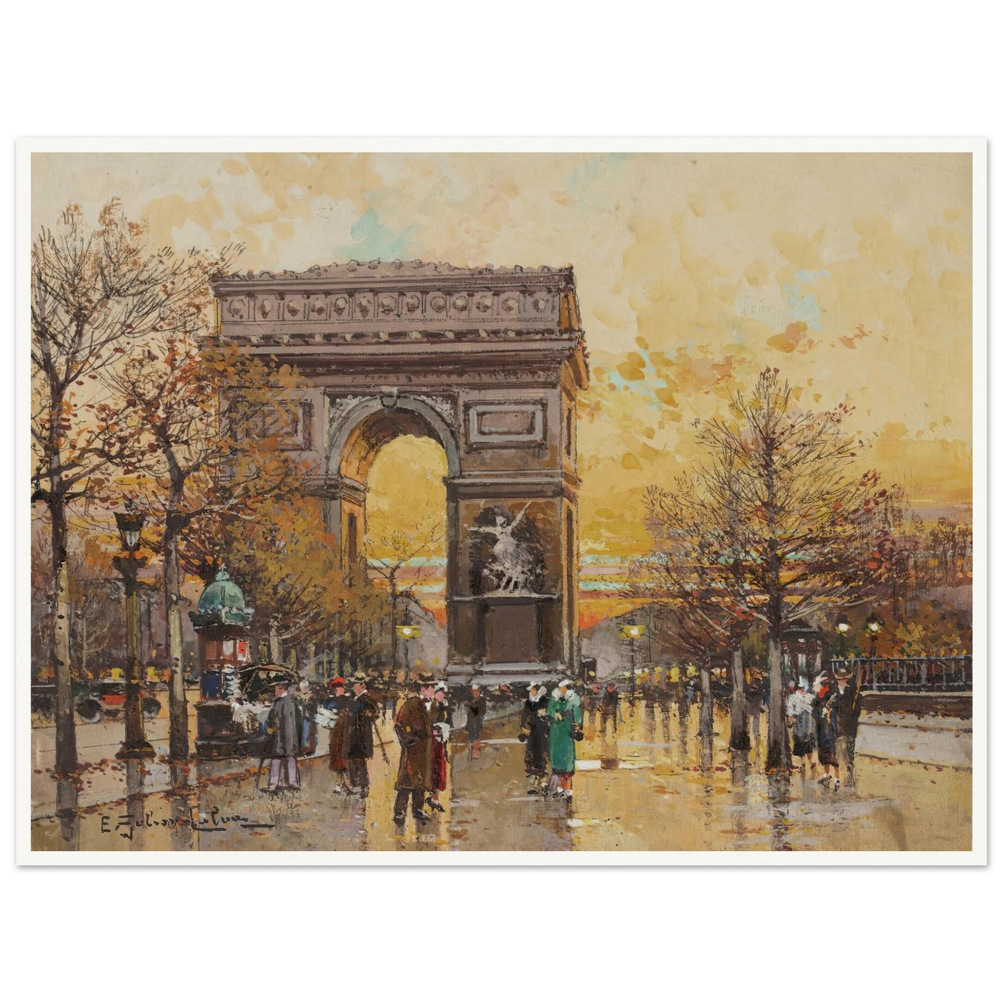 Arc de Triomphe in the Fall Art Print | Eugene Galien Laloue-Quipham Collections