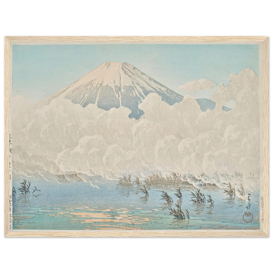 Yamanakako Hirano no asa (Morning at Hirano, Lake Yamanaka) (1936) Art Print | Kawase Hasui - Framed Poster - 30x40 cm / 12x16″ - Black frame