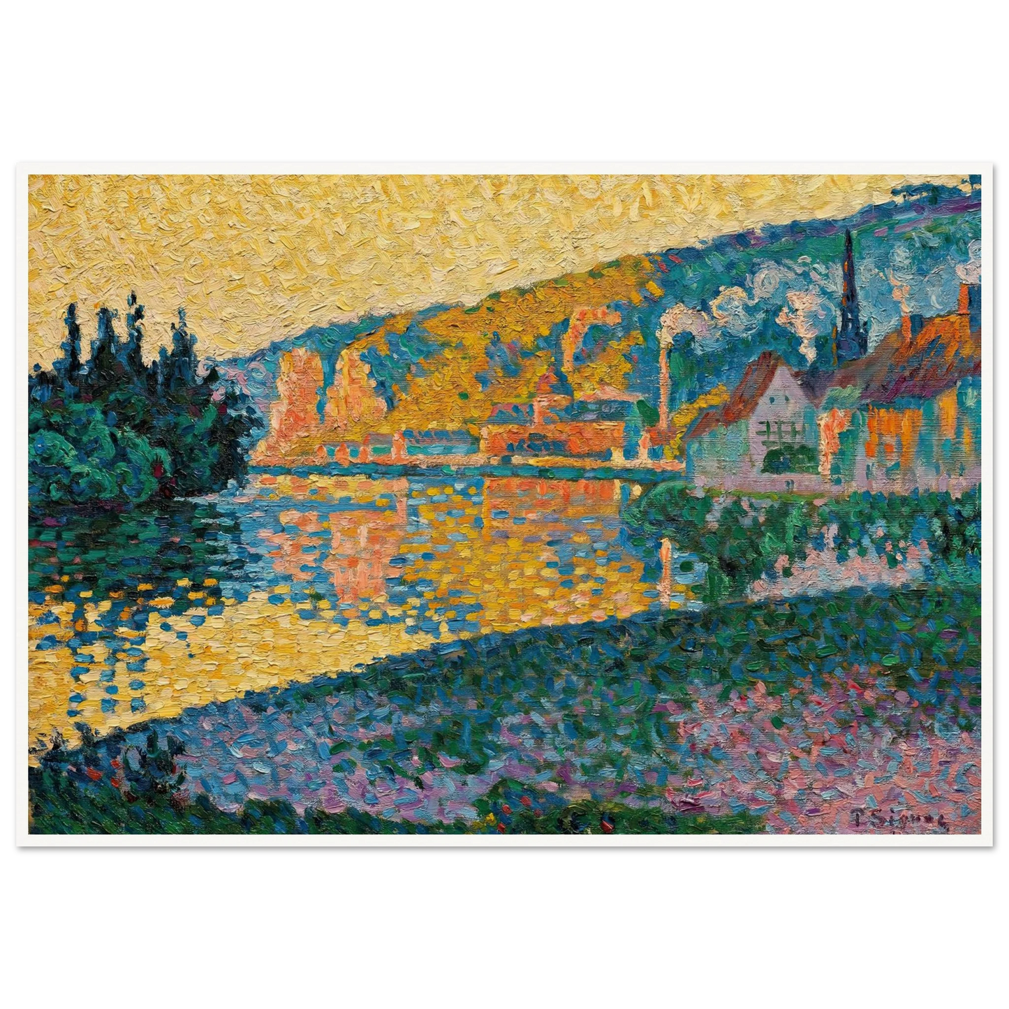 Les Andelys. Soleil couchant (1898) Art Print | Paul Signac-Quipham Collections