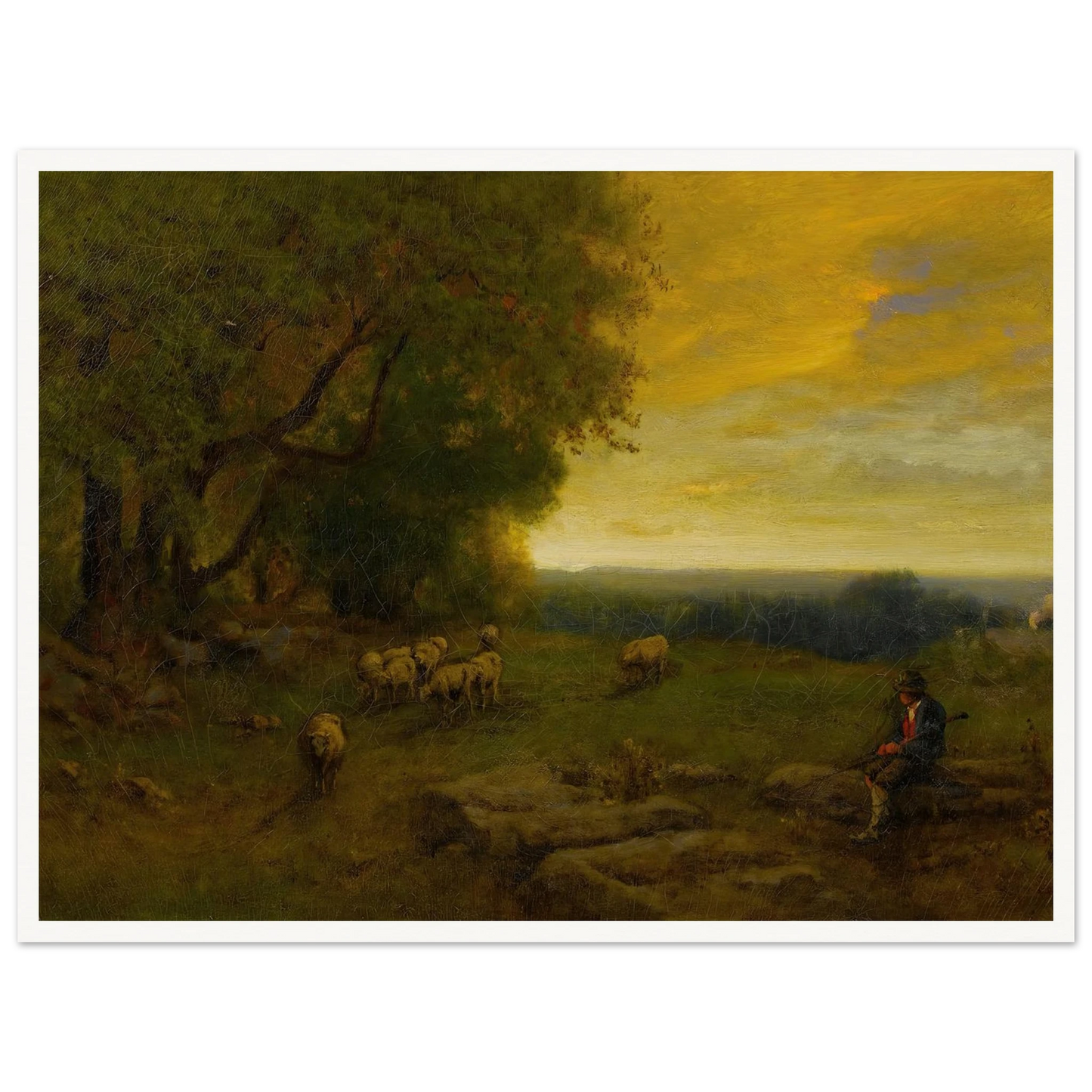 Shepherd And Flock At Sunset (1872) Art Print | George Inness-Quipham Collections
