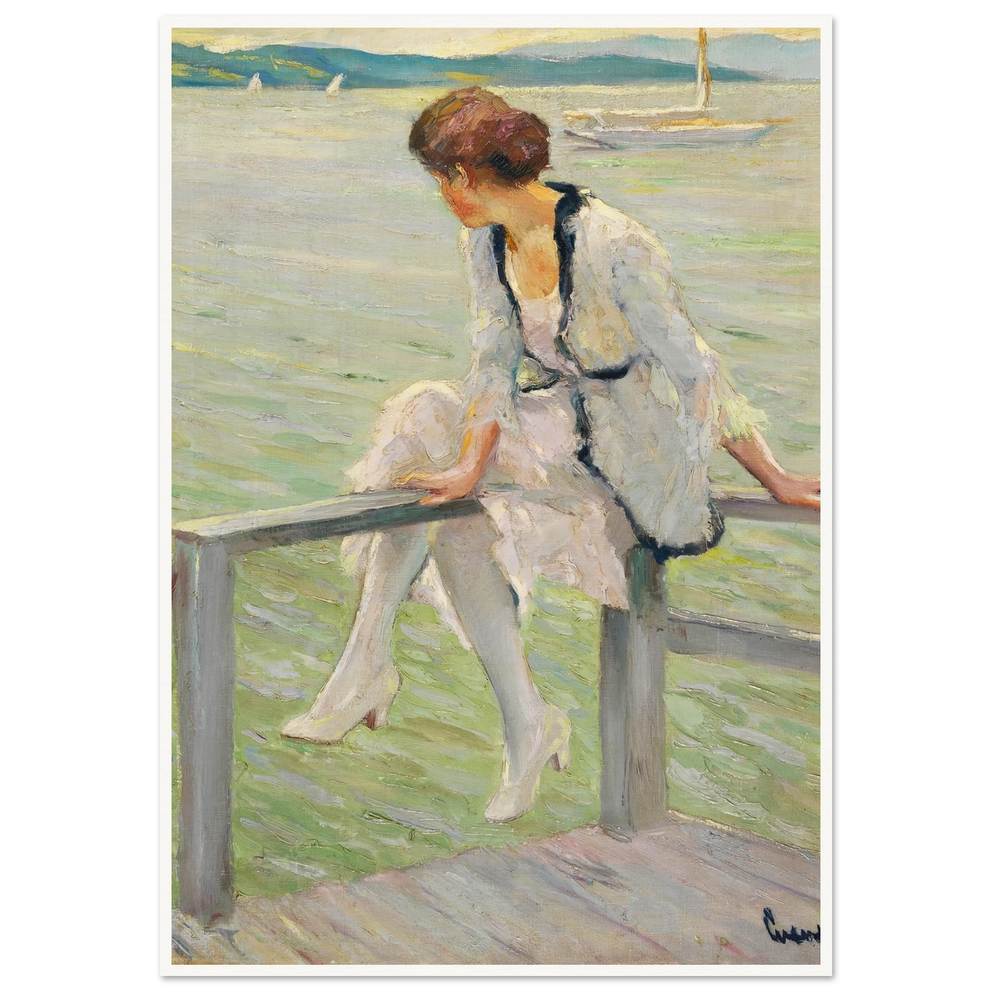 Young woman at Lake Starnberg (1915-1920) Art Print | Edward Cucue-Quipham Collections