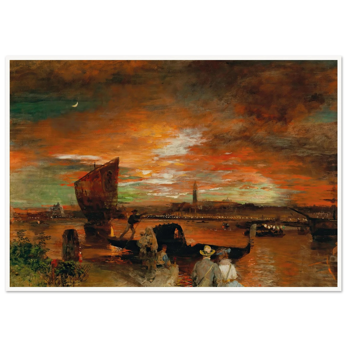 A scene at dusk in Venice (1903) Art Print | Oswald Achenbach-Quipham Collections