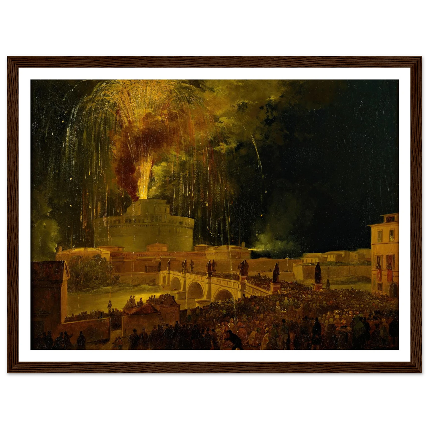 La Girandola Fireworks From Castel Sant’angelo In Rome (1830s) Art Print | Ippolito Caffi-Quipham Collections