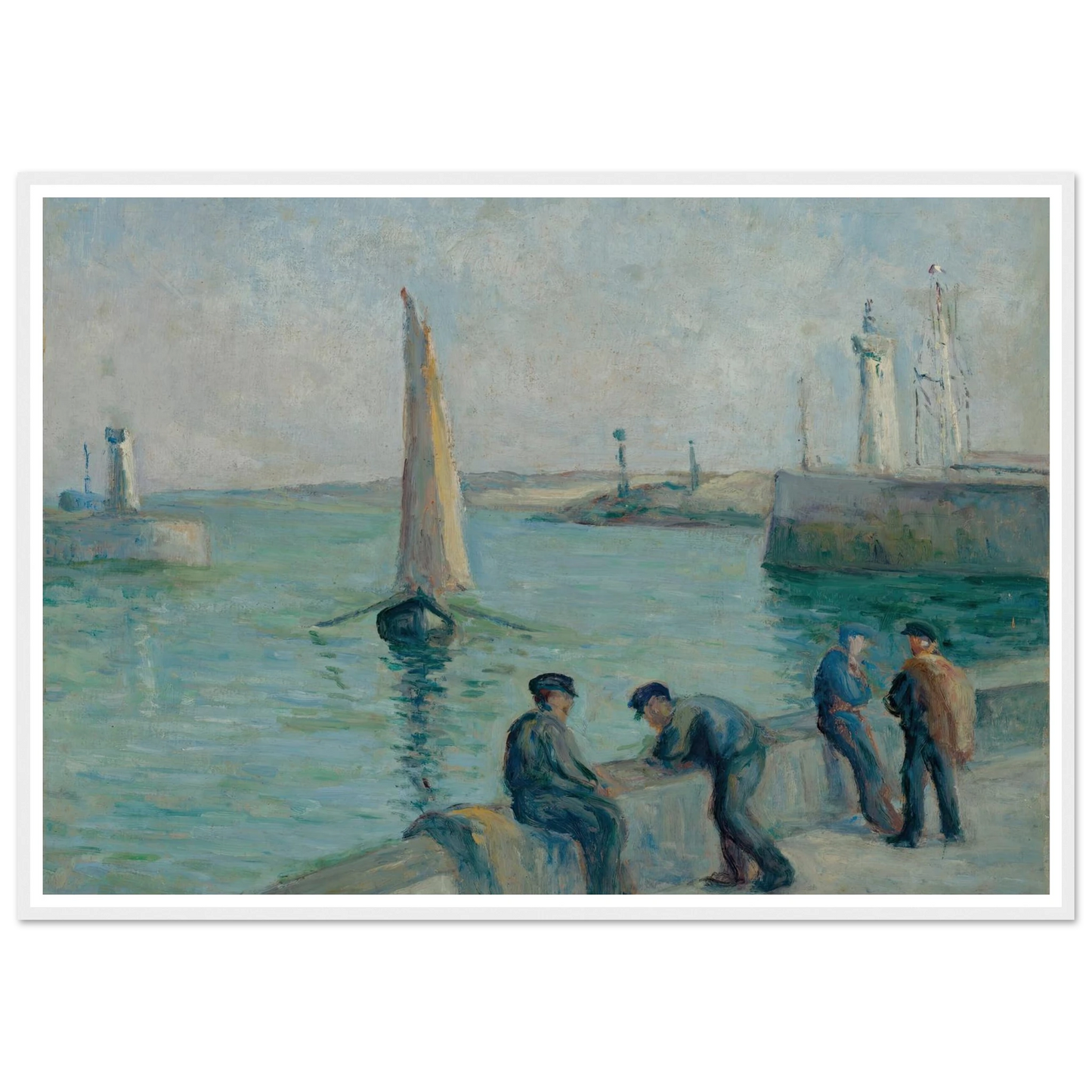 Honfleur, Pêcheurs sur le Port Art Print | Maximilien Luce-Quipham Collections