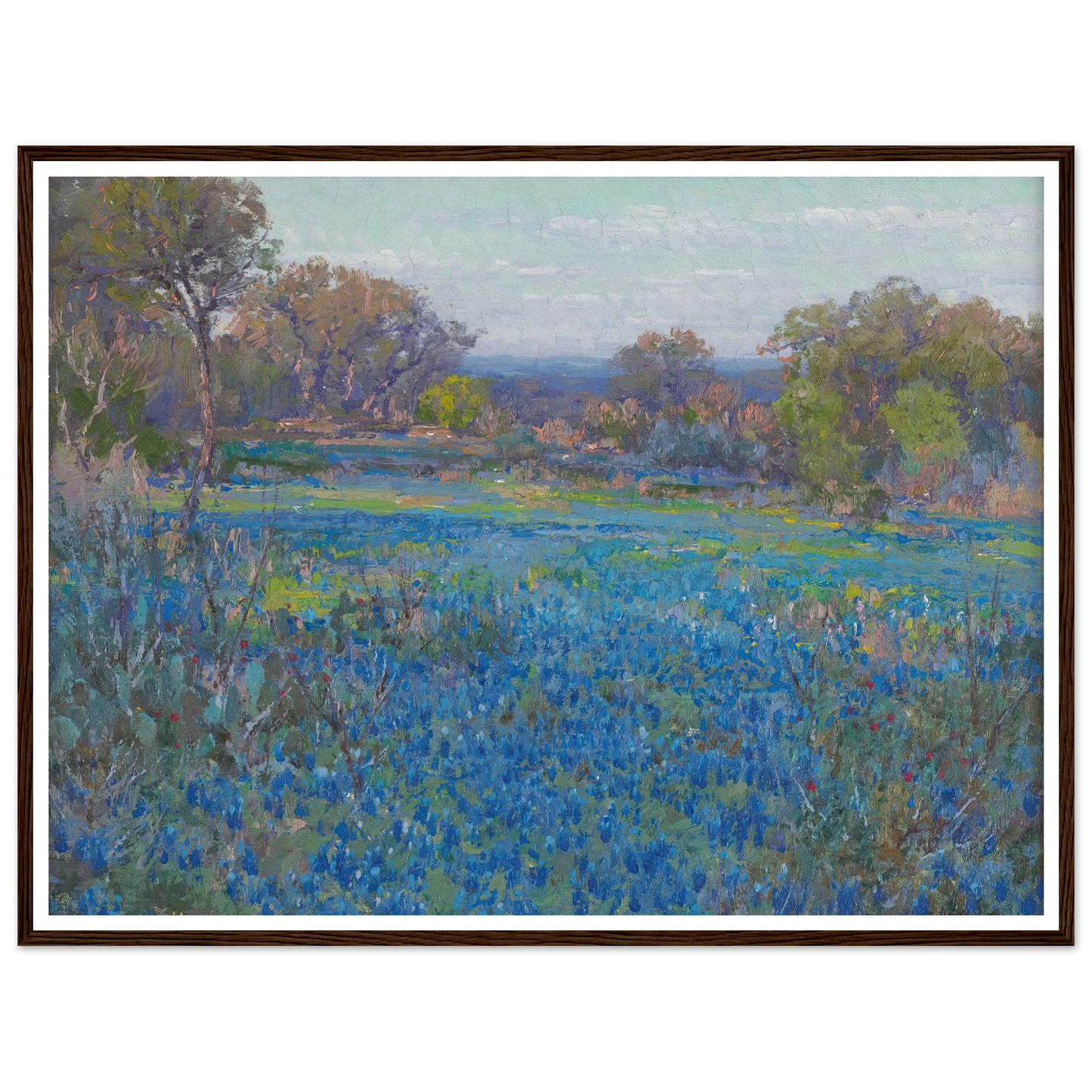 A field of Blue Bonnets, late afternoon sunlight (1919-1920) Art Print | Julian Onderdonk-Quipham Collections