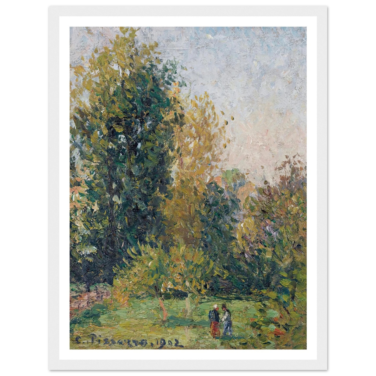 Paysage Avec Deux Personnages, Éragny, Automne (1902) Art Print | Camille Pissarro-Quipham Collections