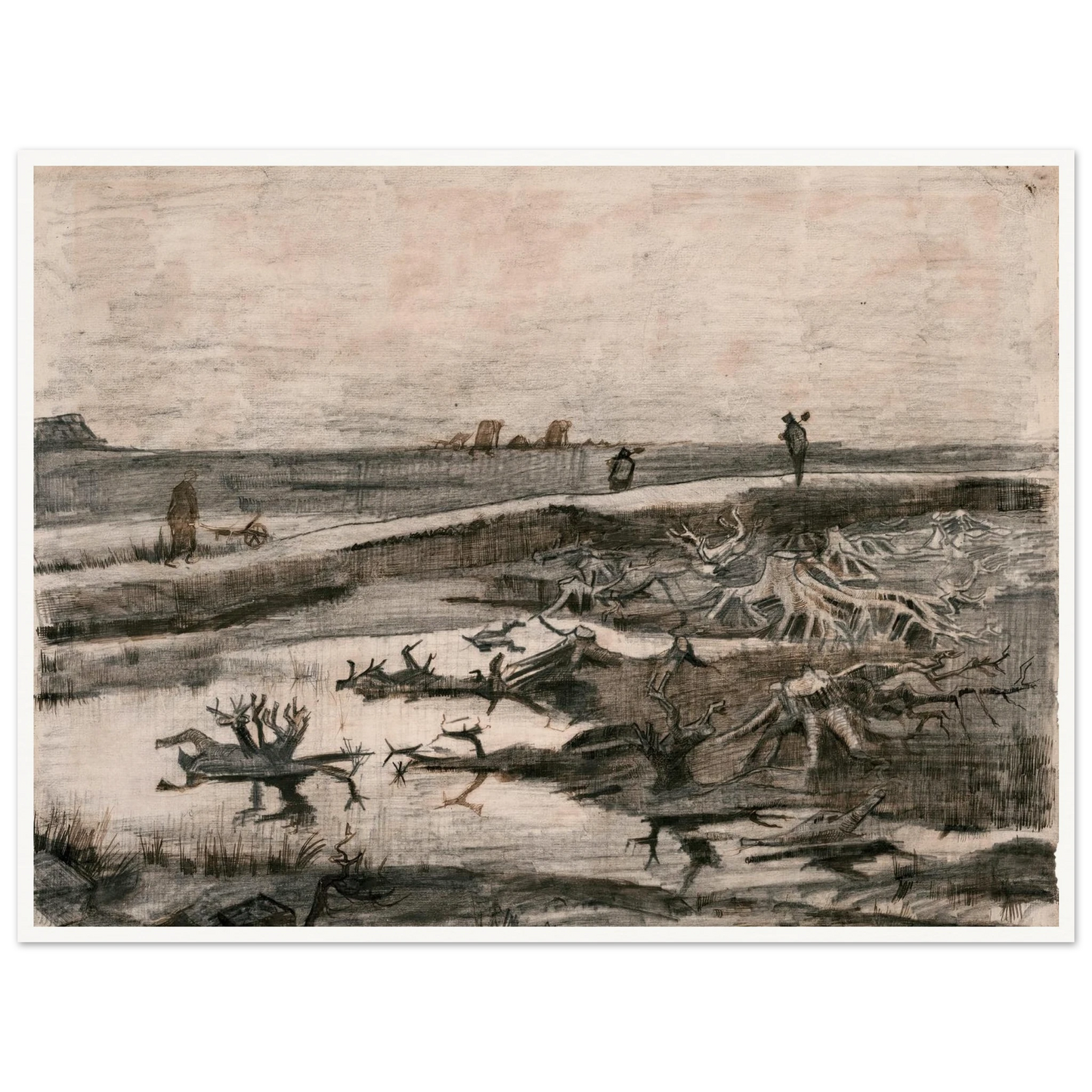 Landscape with Bog Trunks (Travaux aux Champs) (1883) Art Print | Vincent van Gogh-Quipham Collections
