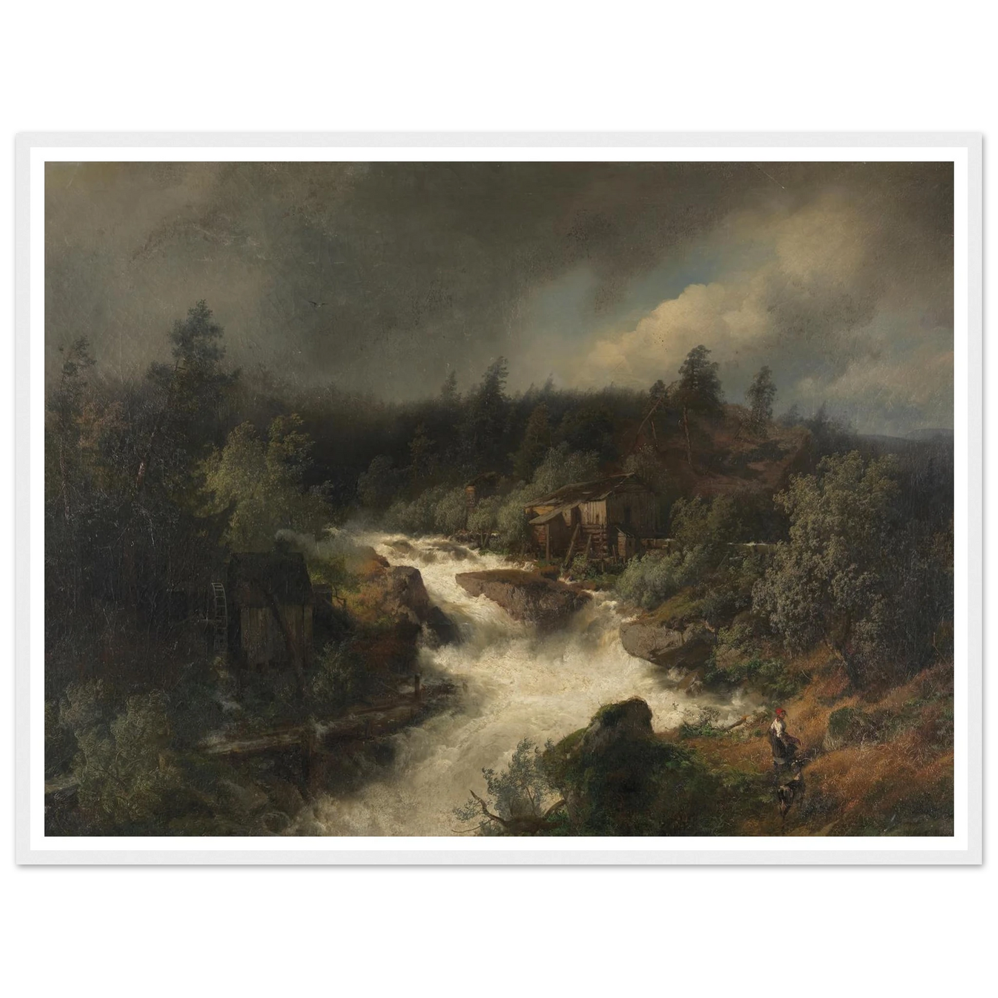 Wassermühle am tosenden Gebirgsbach (1870) Art Print | Hermann Ottomar Herzog-Quipham Collections