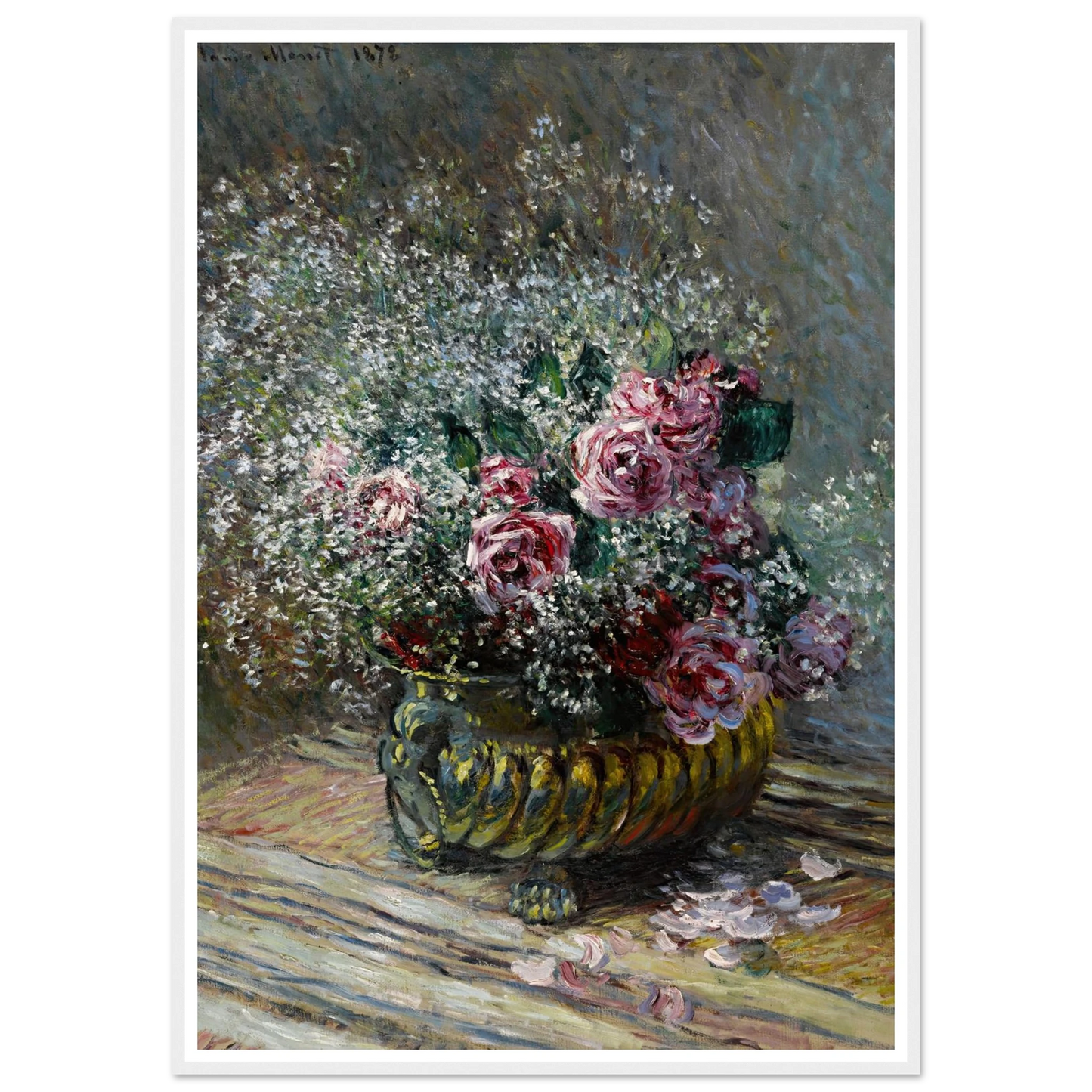 Fleurs dans un pot (Roses et brouillard) (1878) Art Print | Claude Monet-Quipham Collections