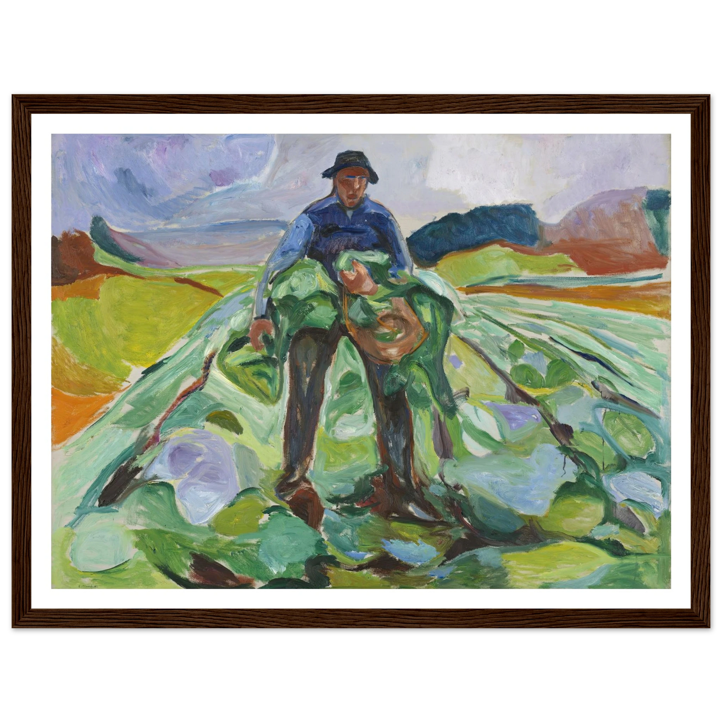 Man in the Cabbage Field (1916) Art Print | Edvard Munch-Quipham Collections