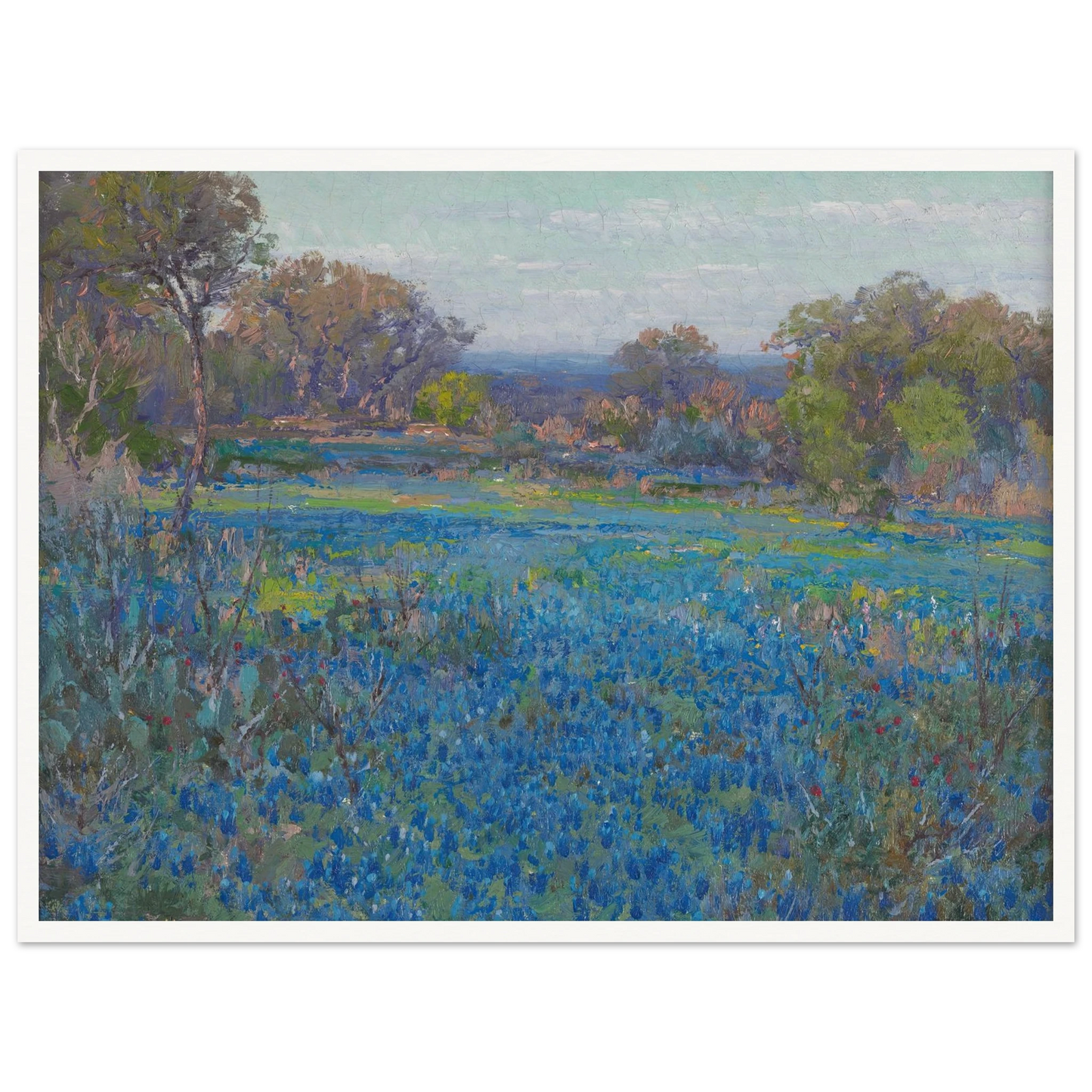 A field of Blue Bonnets, late afternoon sunlight (1919-1920) Art Print | Julian Onderdonk-Quipham Collections