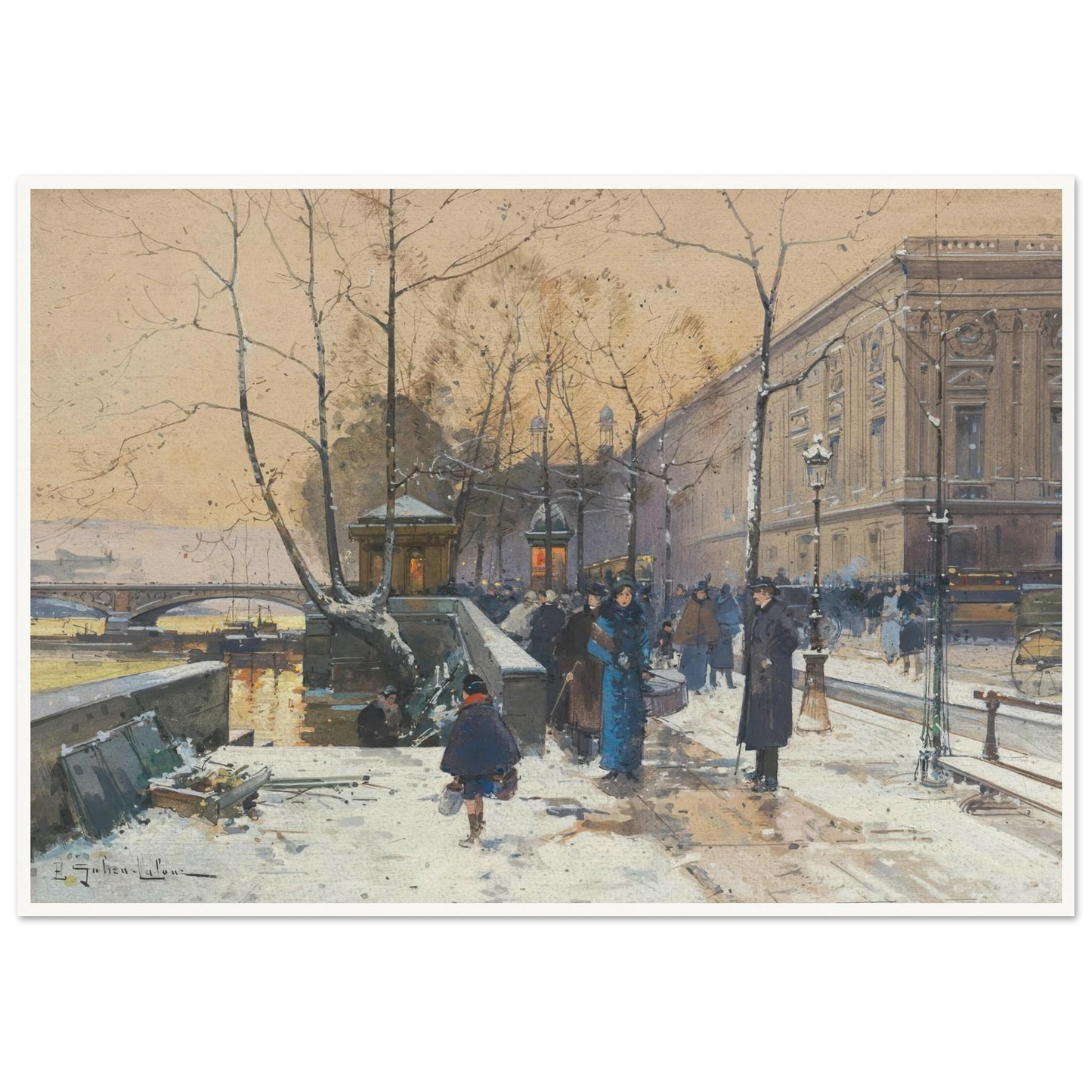 Les bords de la Seine près de Châtelet Art Print | Eugene Galien Laloue-Quipham Collections