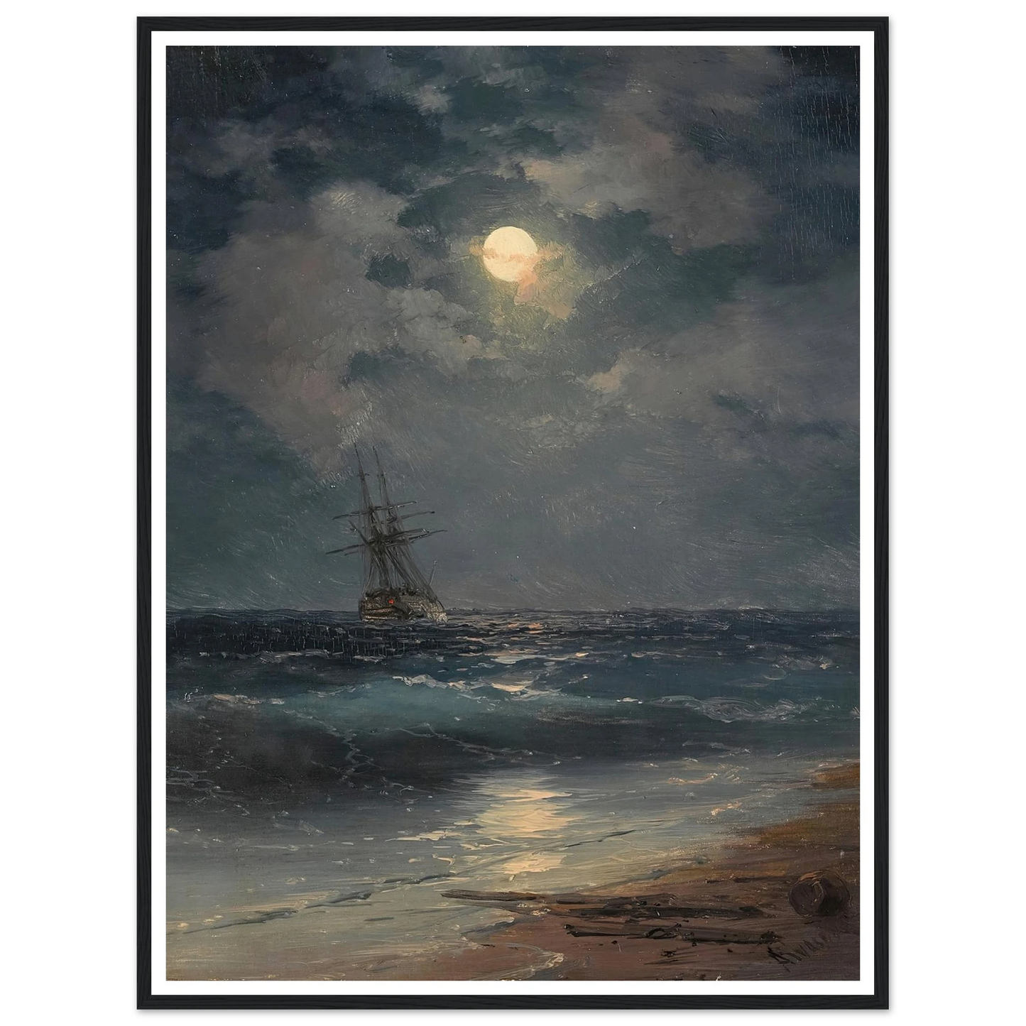 Ship by Moonlight Art Print | Ivan Konstantinovich Aivazovsky-Quipham Collections