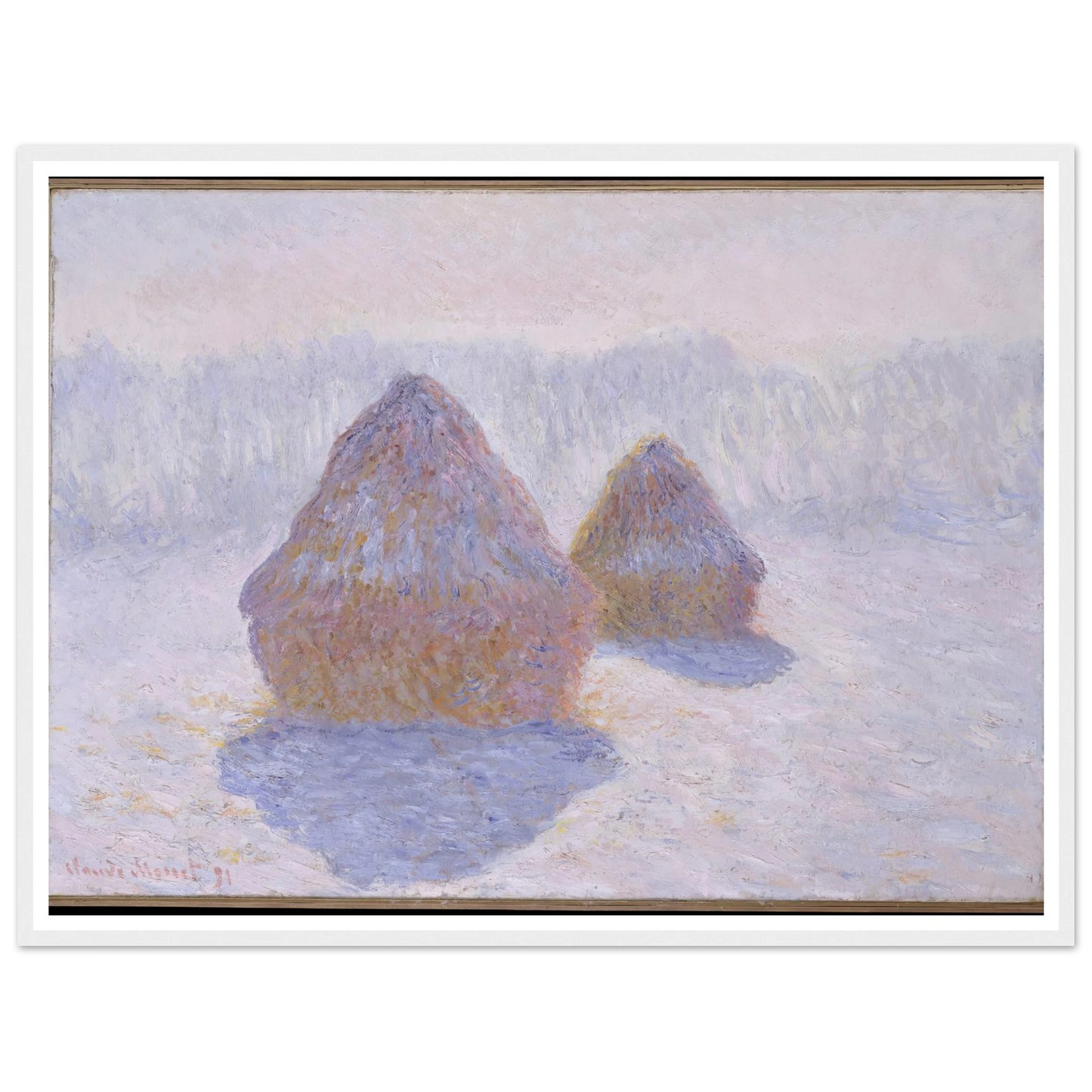 Haystacks (Effect of Snow and Sun) (1891) Art Print | Claude Monet-Quipham Collections