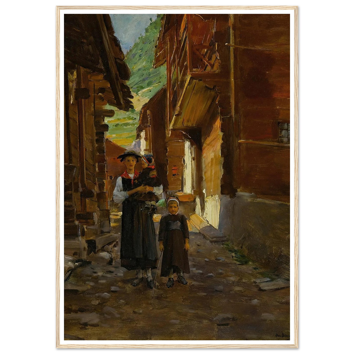 Jeune Femme Et Enfants Dans Un Paysage De Montagne Art Print | Jean Beraud-Quipham Collections