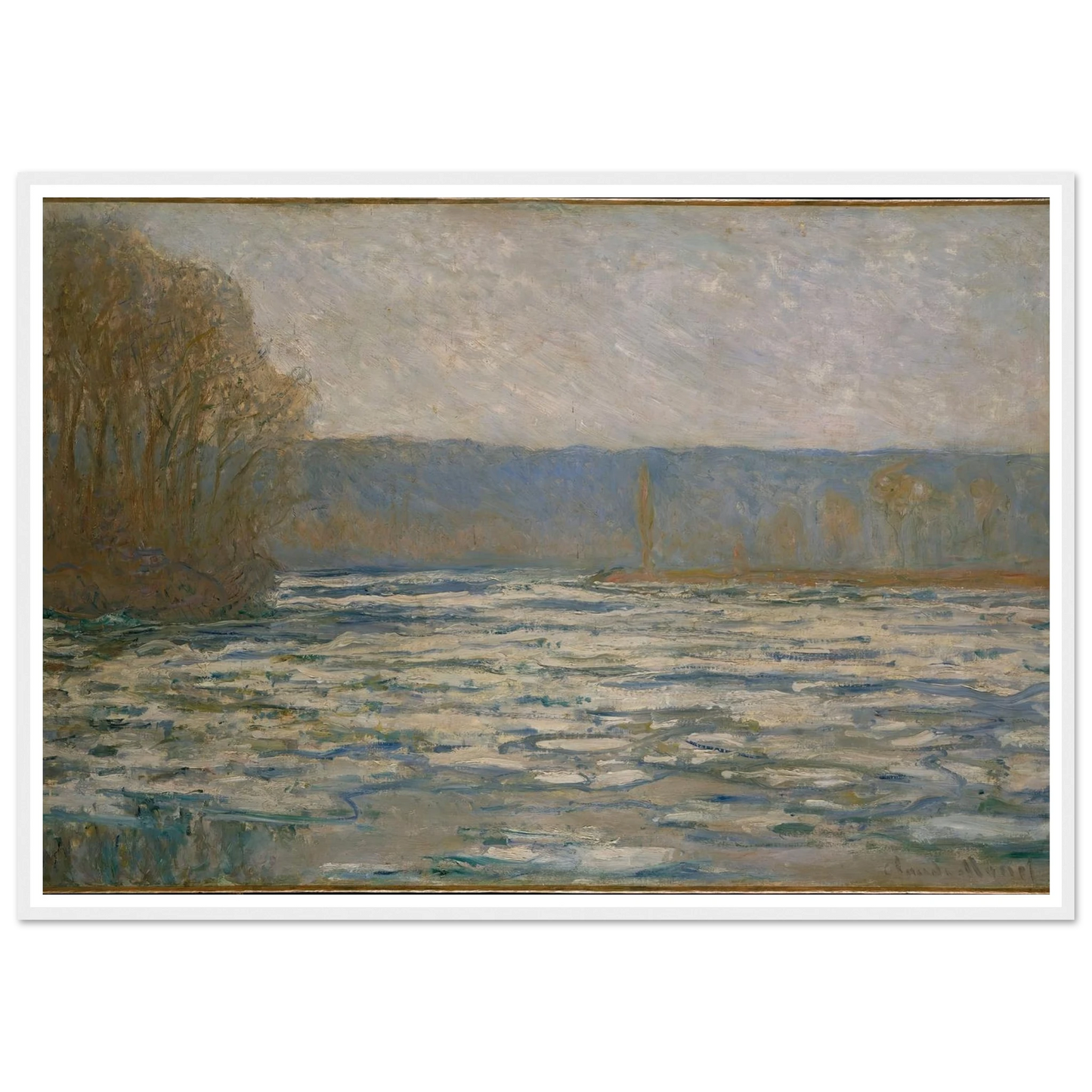 Ice breaking up on the Seine near Bennecourt (1893) Art Print | Claude Monet-Quipham Collections