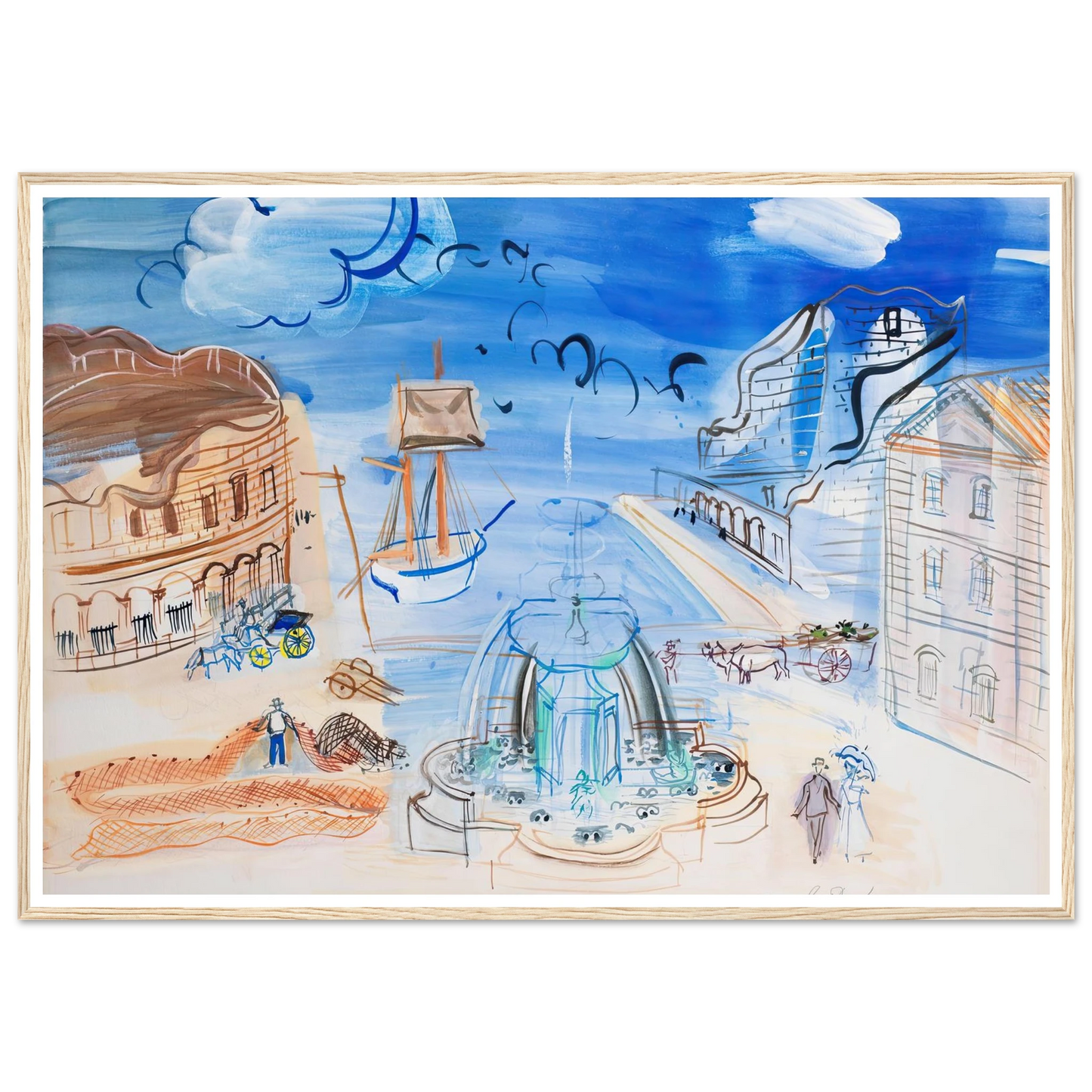 Composition au port et à la fontaine (circa 1950) Art Print | Raoul Dufy-Quipham Collections