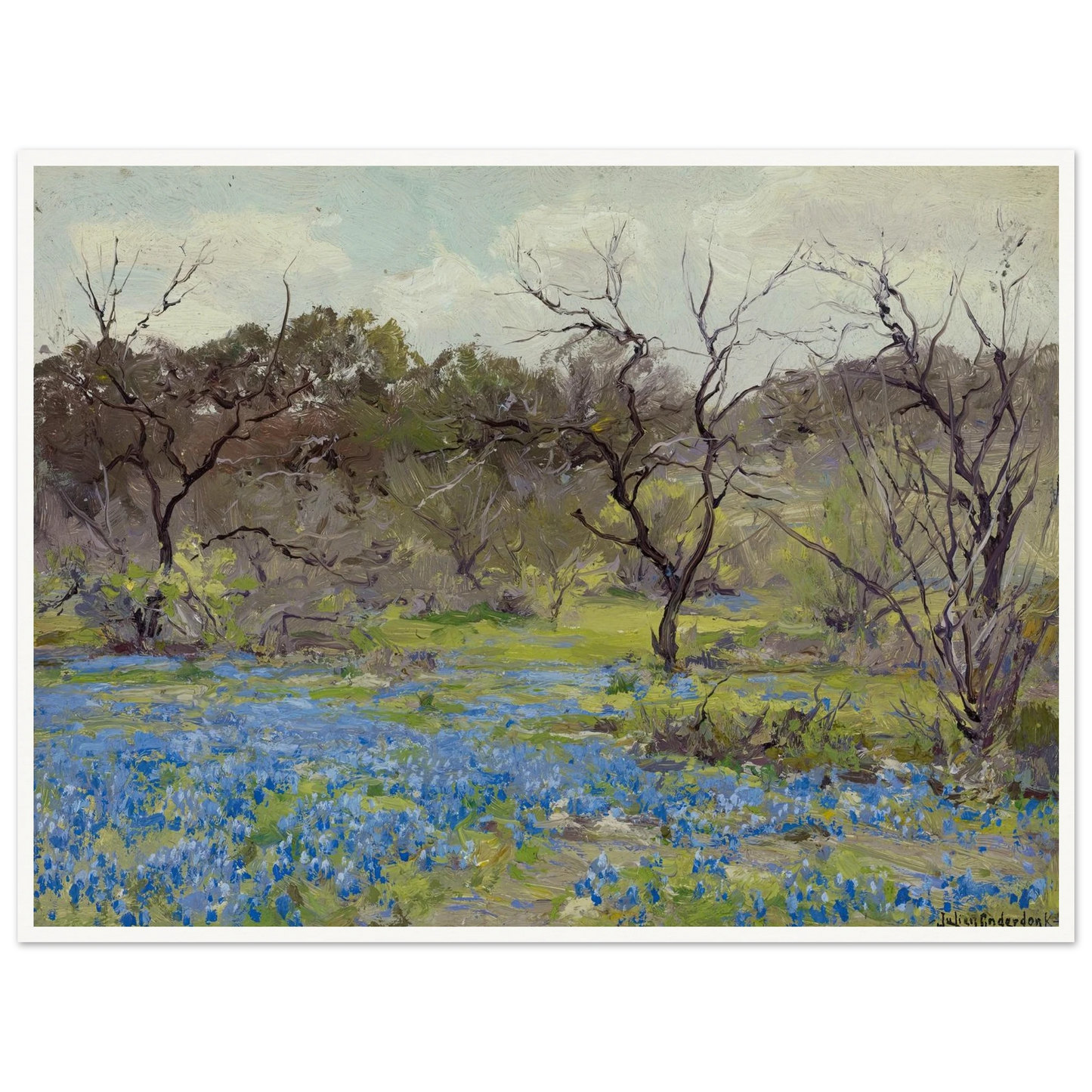Early Spring—Bluebonnets and Mesquite (1919) Art Print | Julian Onderdonk-Quipham Collections