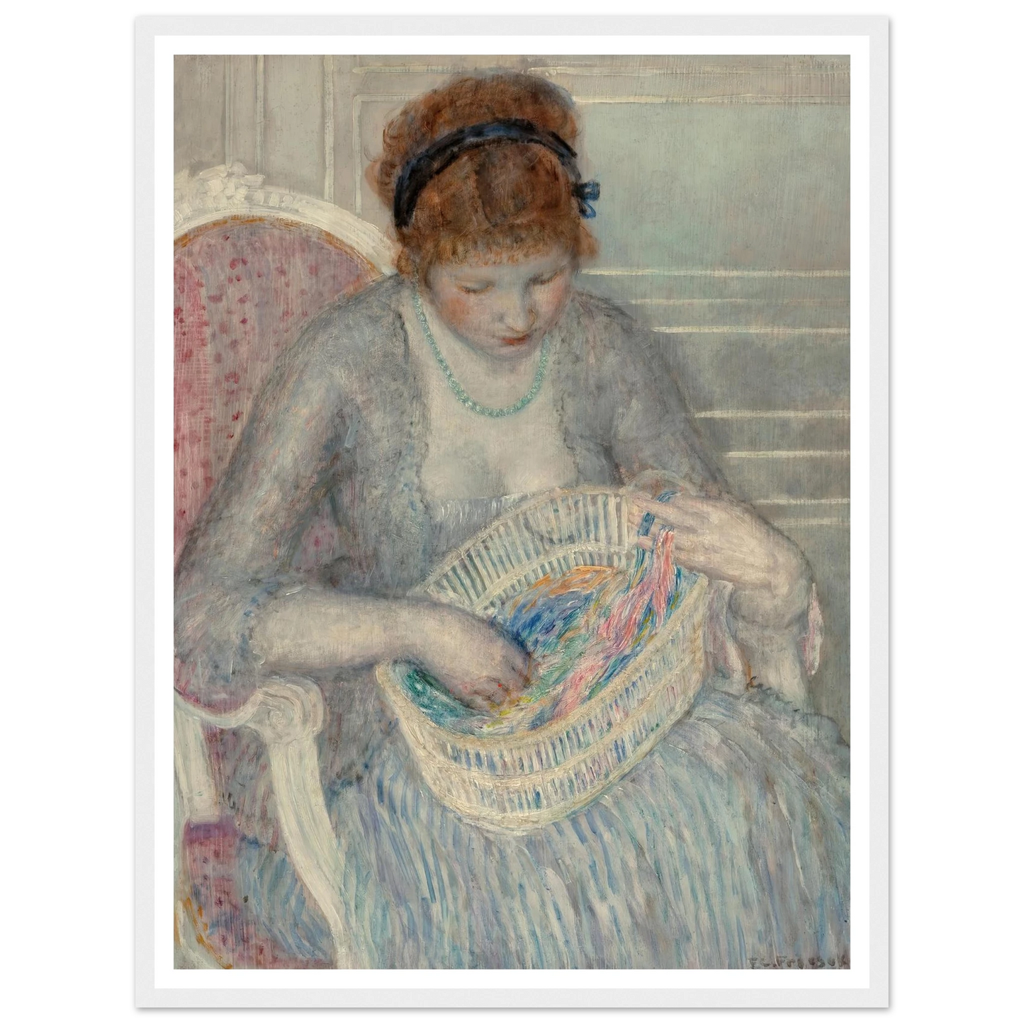 Girl with a Basket of Ribbons (1915) Art Print | Frederick Carl Frieseke-Quipham Collections