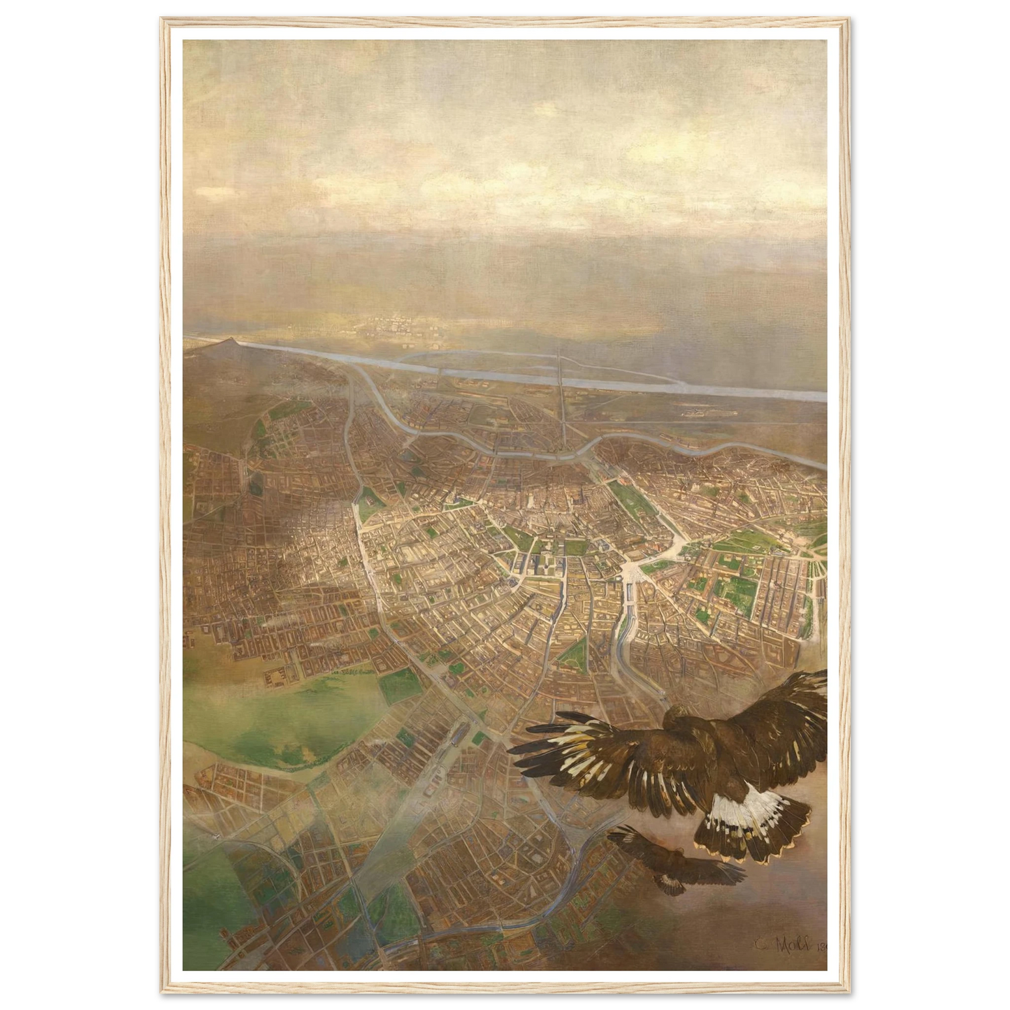 Blick auf Wien aus der Ballonhöhe von 3000m über der Schönbrunner Gloriette (1898) Art Print | Carl Moll-Quipham Collections