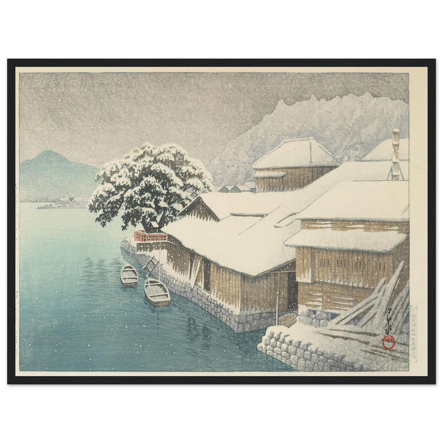 Ishinomaki no bosetsu (Evening Snow at Ishinomaki) (1935) Art Print | Kawase Hasui-Quipham Collections