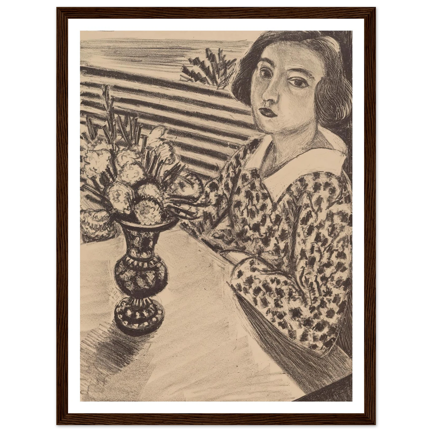 Seated Young Girl with a Bouquet of Flowers (1923) Art Print | Henri Matisse-Quipham Collections