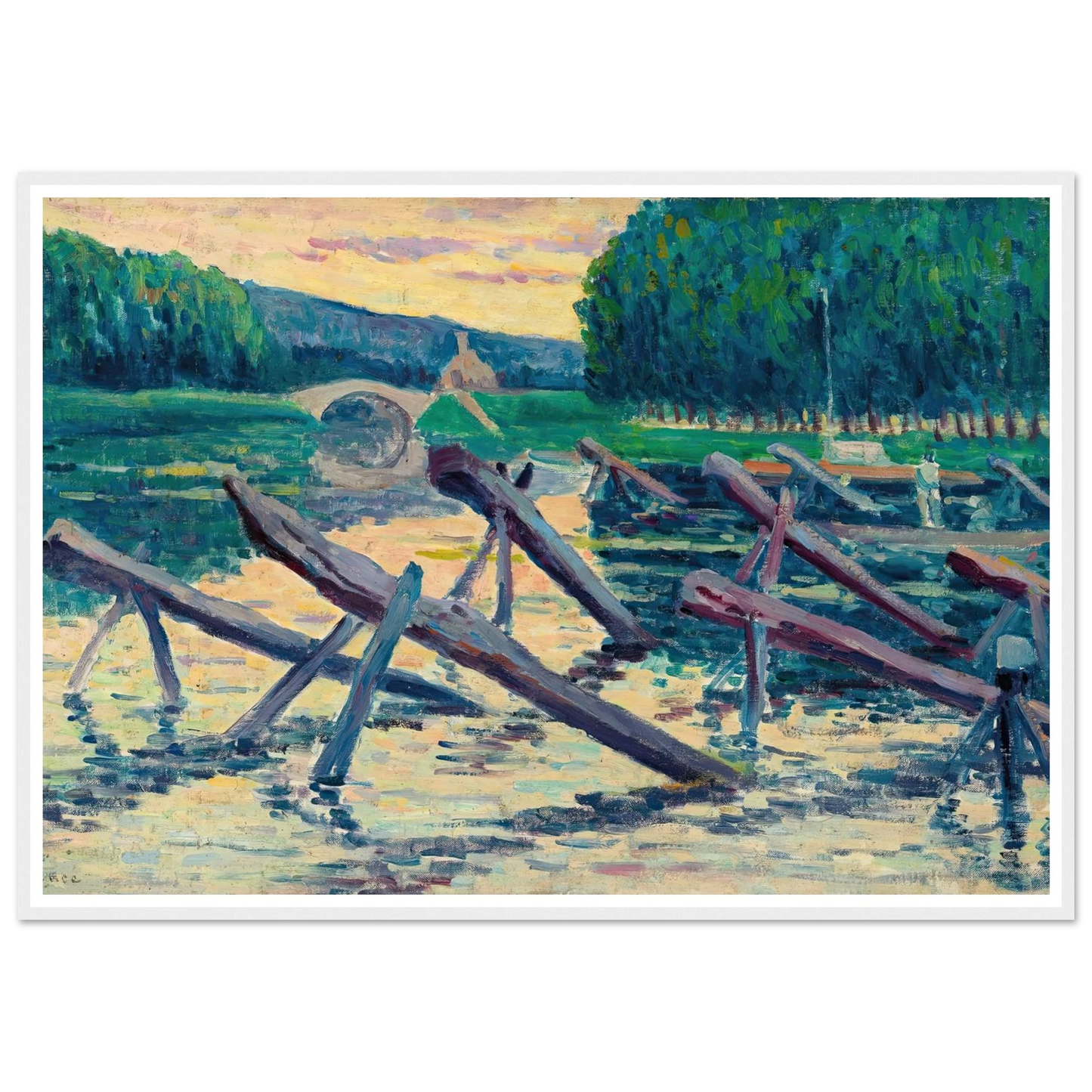 Les chevalets sur la Cure (circa 1908) Art Print | Maximilien Luce-Quipham Collections