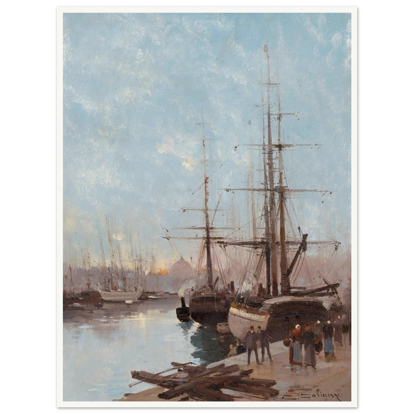 Harbor Scene Art Print | Eugene Galien Laloue-Quipham Collections