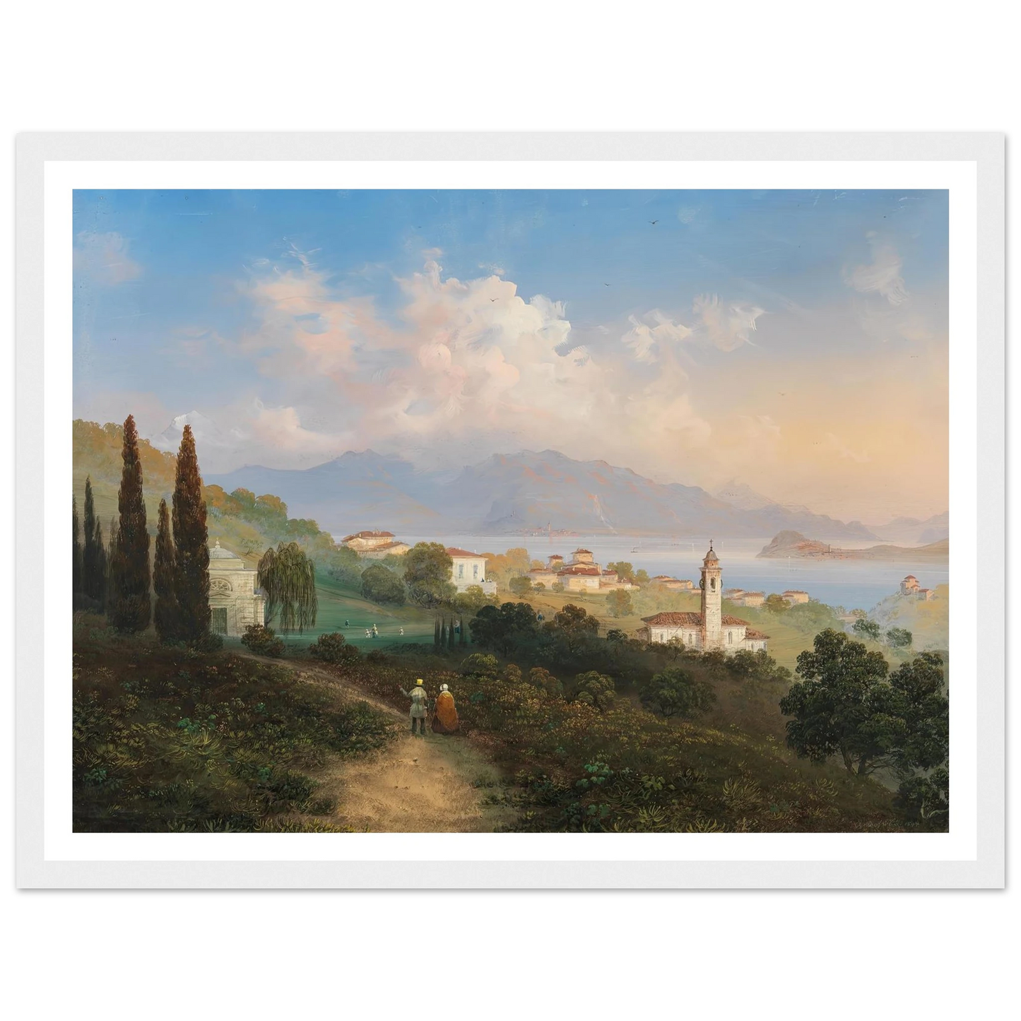 A View of Lake Como and Menaggio, with Punta di Bellagio on the Right (1847) Art Print | Carlo Bossoli-Quipham Collections