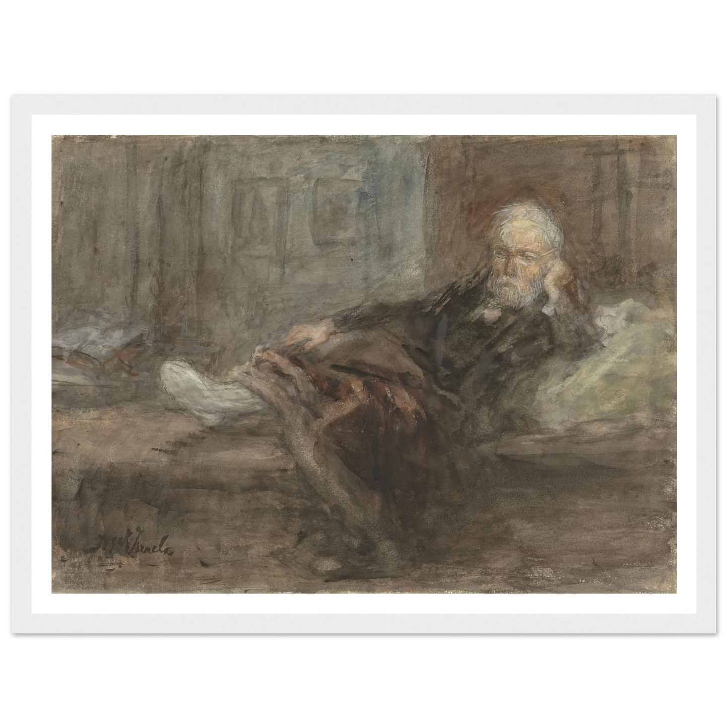 Zelfportret met zieke voet (c. 1898) Art Print | Jozef Israels-Quipham Collections